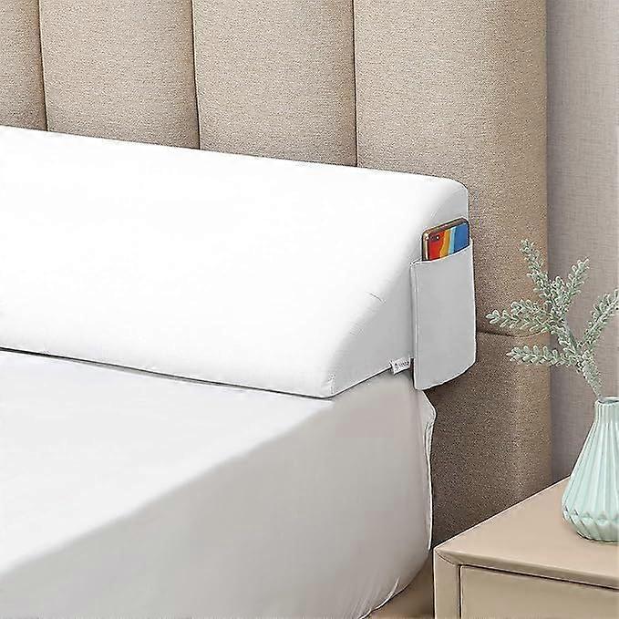 Bed Wedge Pillow for Headboard Gap Filler Triangle Wedge 06 Inch Gap Between Headboard and Mattress White 152x25x15cm