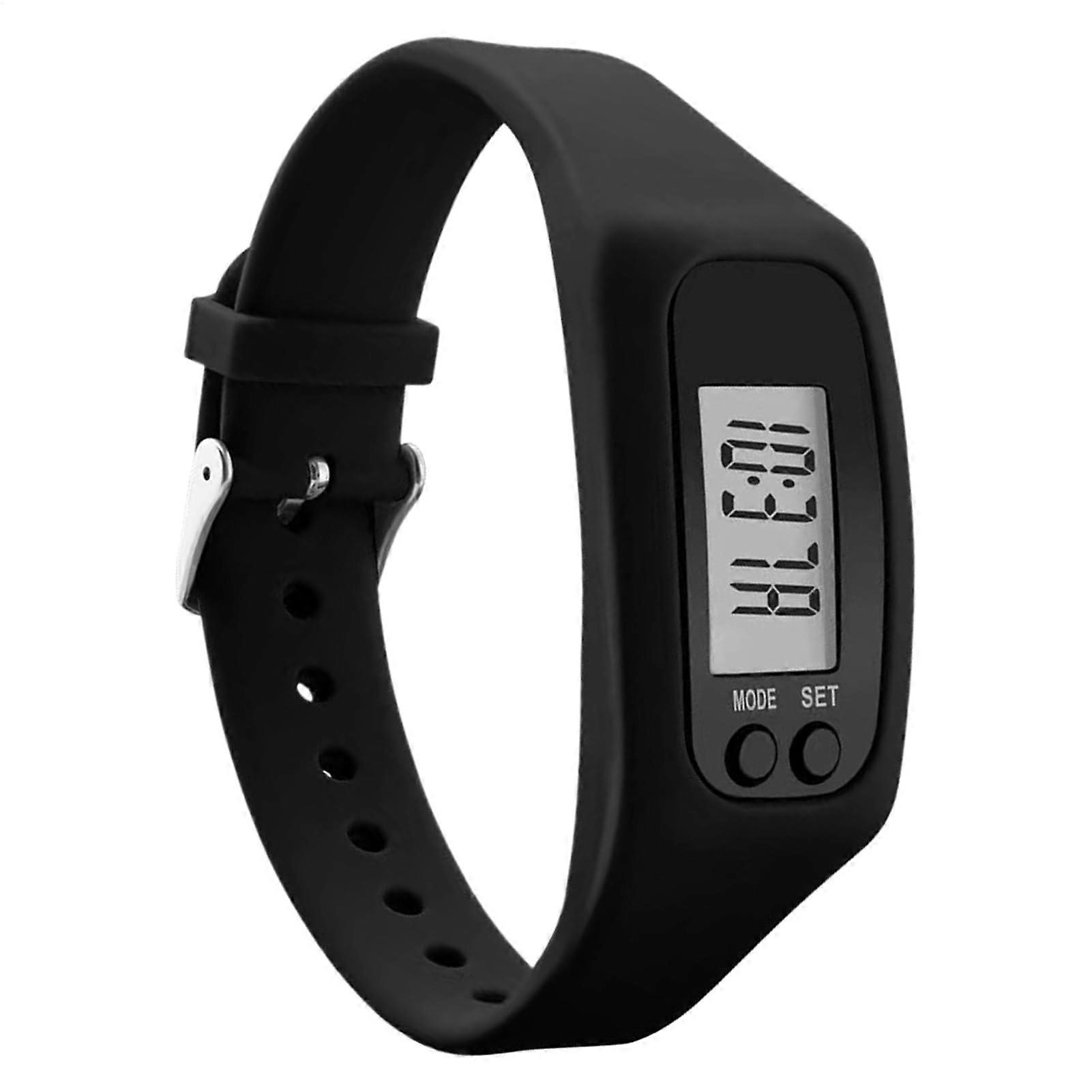 Watch With Pedometer Lightweight LCD Display Large Screen Calorie Counter For Walking Fitness Men Black