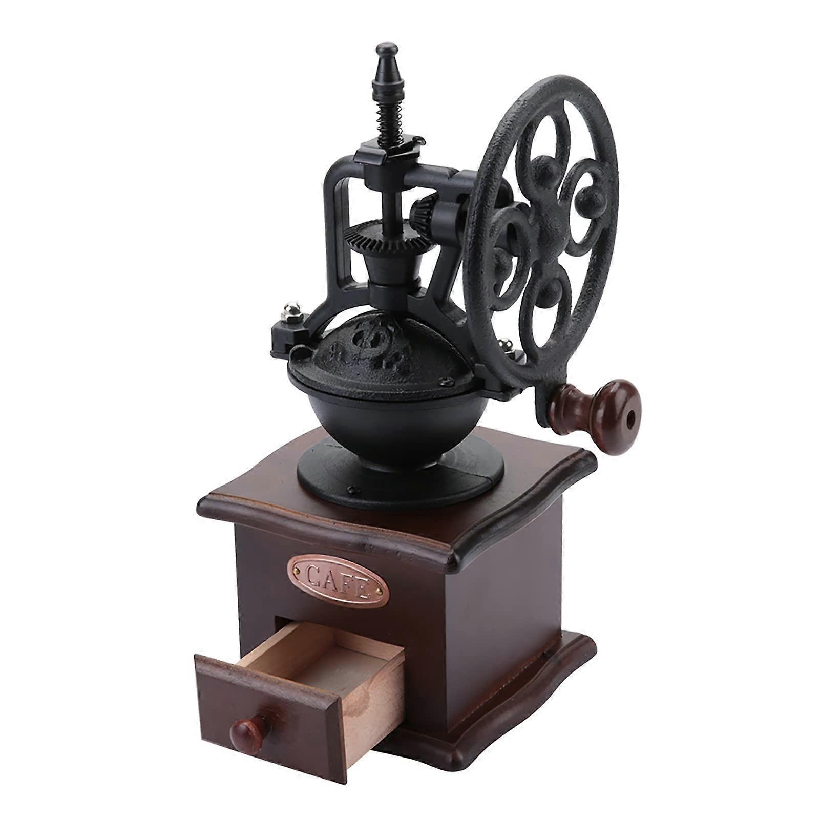 Manual Coffee Bean Grinder Side Handle Selectable Thickness Beech Wood Ceramic Burr 27 Cm Tall English Manual Portable