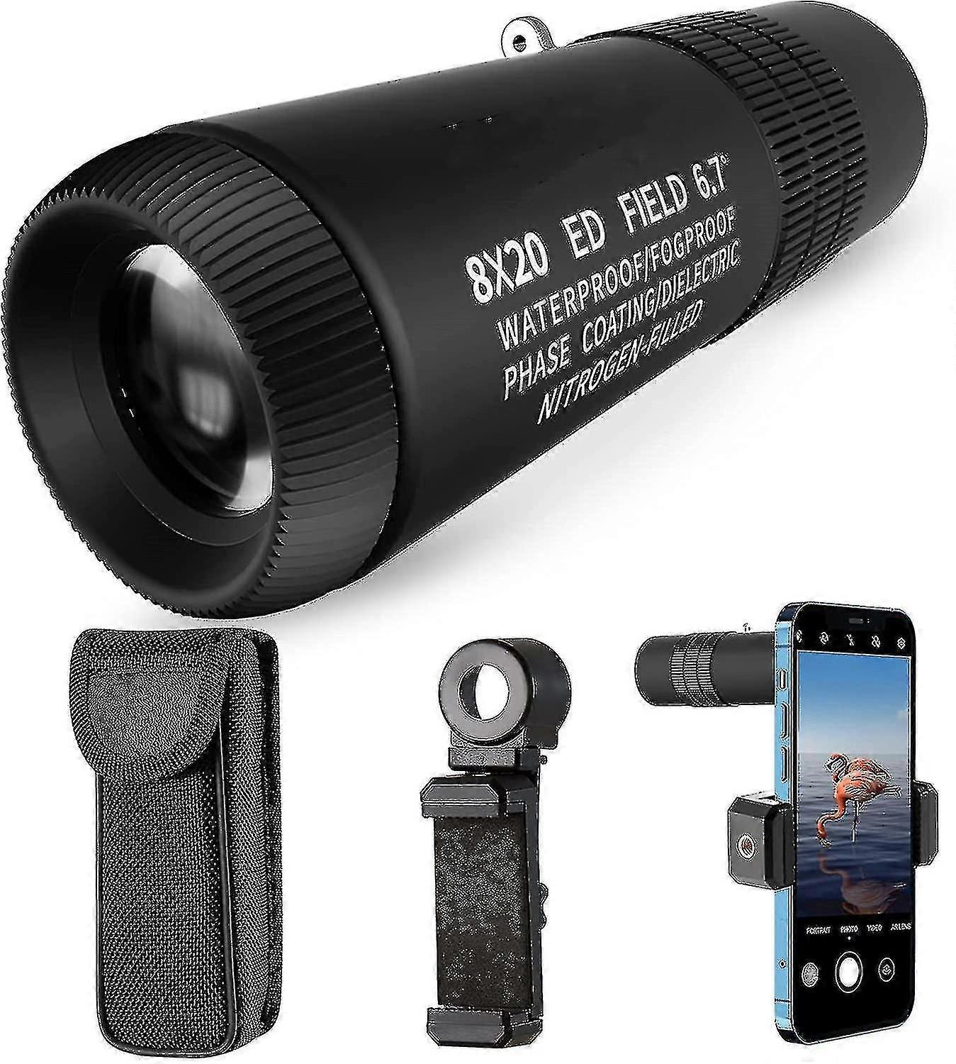 Monokulär 8x20 Ed Telescope Okular Platt fält Bak4 Prismor Vattentät Compacttelescope