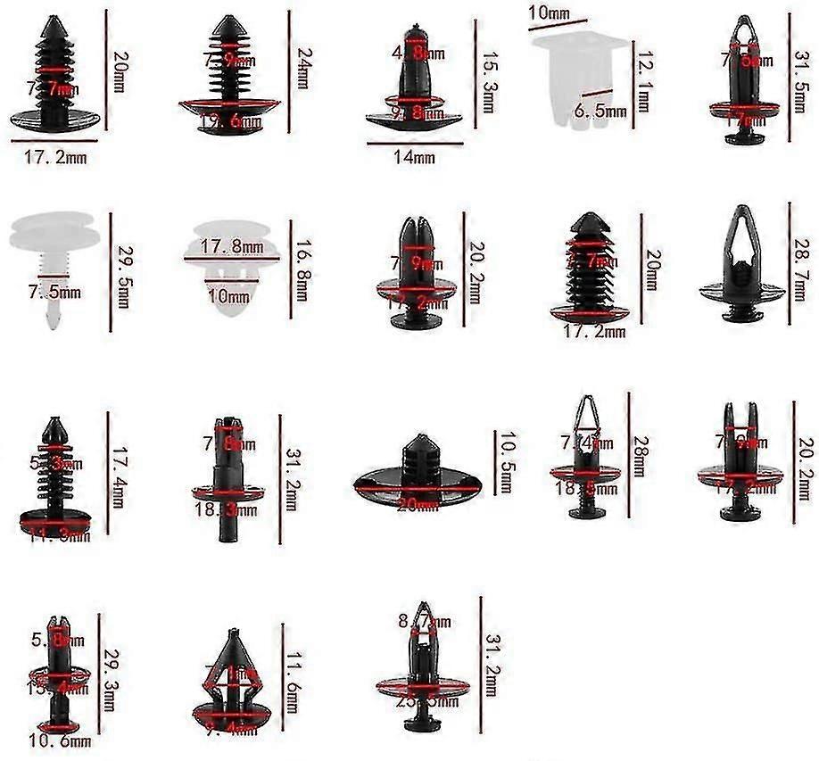 415 Pcs Car Trim Clips Retainer Bumper Rivets Retainer Clips Fastener Kit Assortment, 18 Sizes Auto Push Pin Rivets Set Bumper Fixing Clips