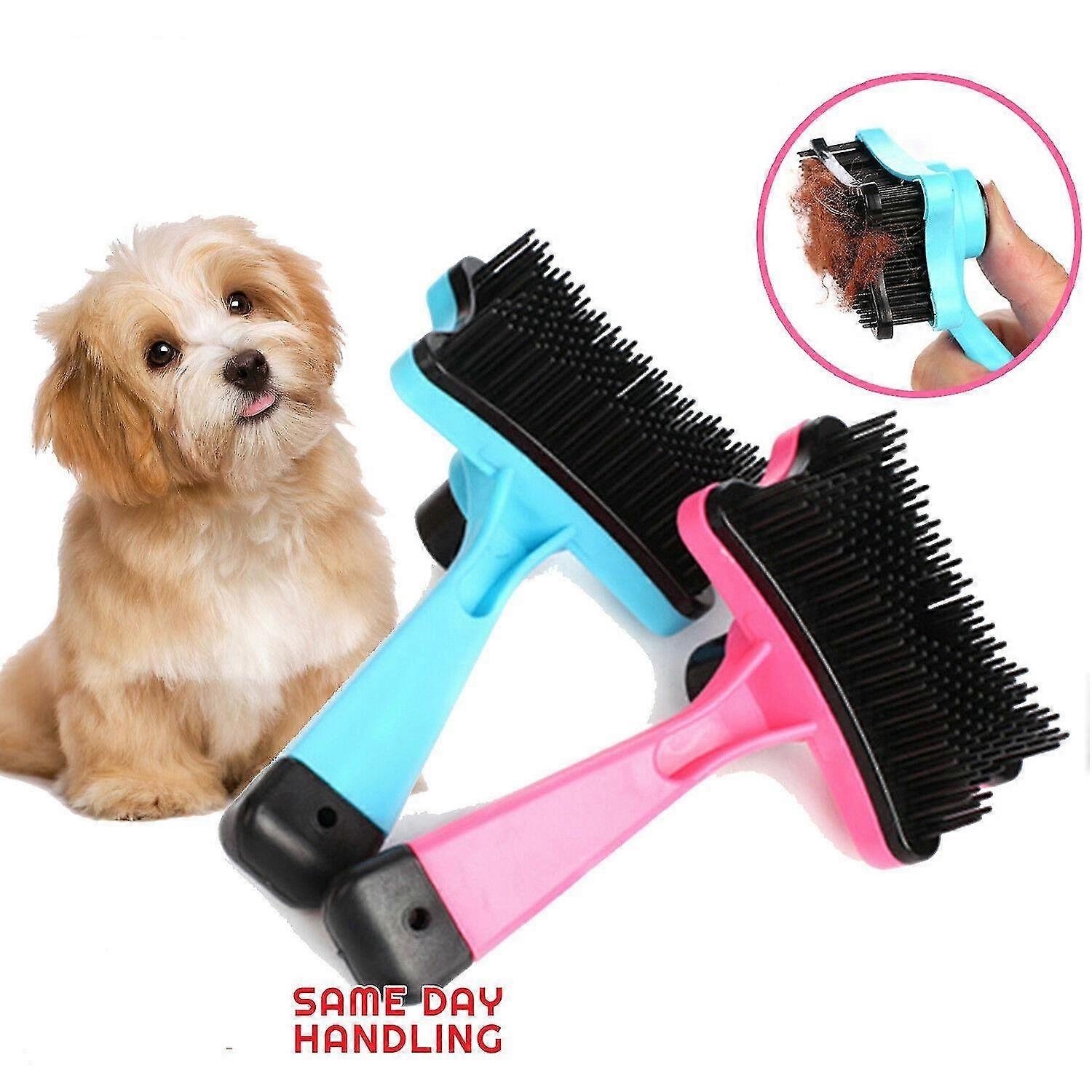 2pcs Pet Grooming Brush Deshedding Tool Comb Edge Trimming Dog Cat Fur Removal Rake