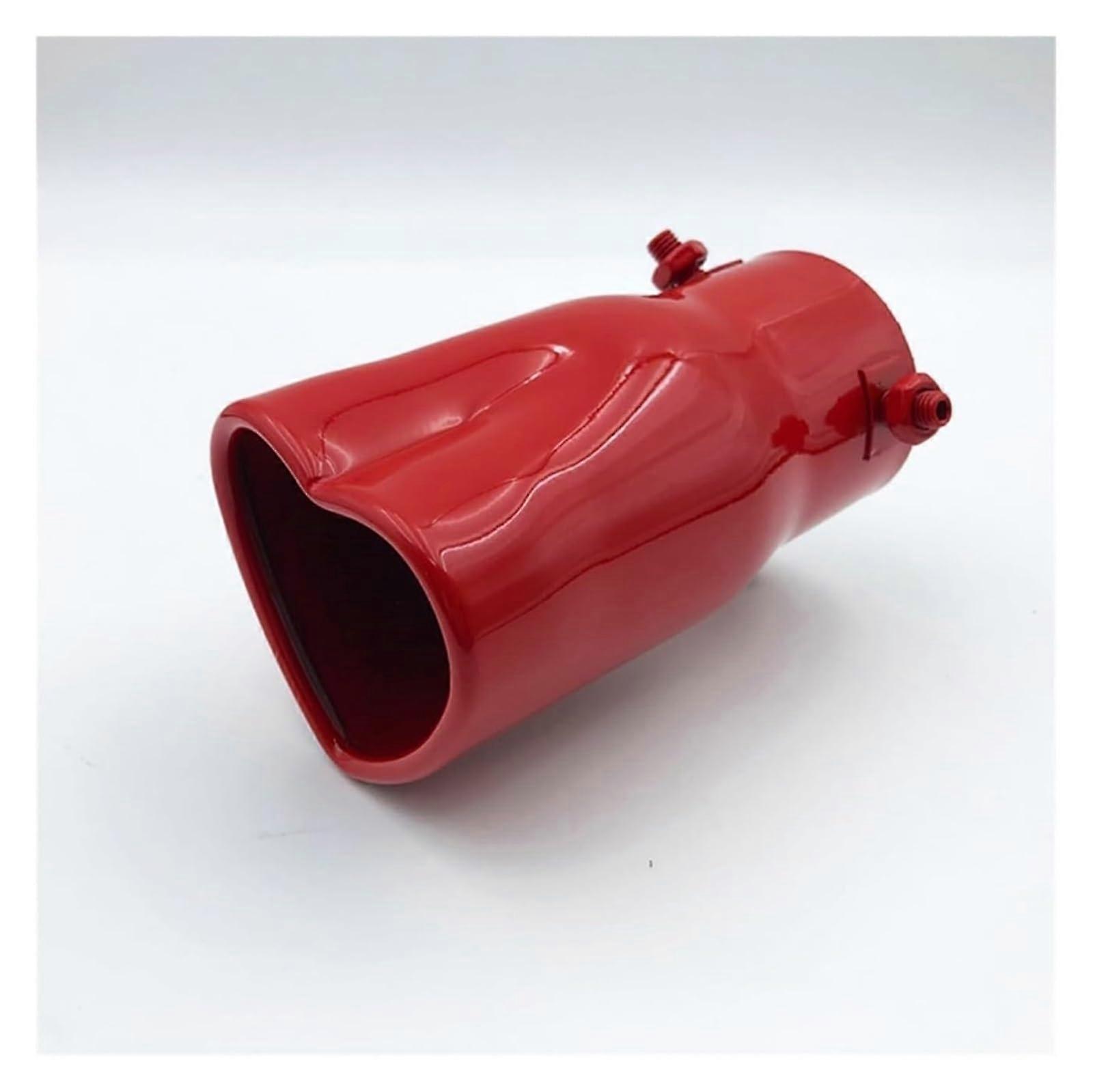 Tail Pipe Muffler Tip 2.5Inch Exhaust Tip, Red, HeartShaped Style, Universal Fit, Straight Design