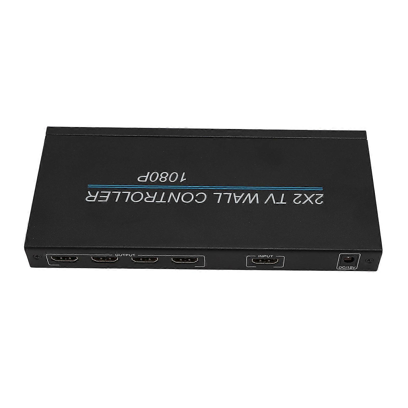 Video Wall Controller with Remote Control 1920x1080P 60Hz TV Wall Processor for 4 TV Splicing Display EU Plug 