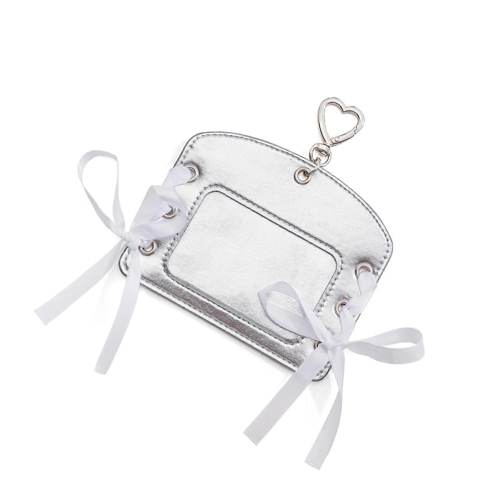 Retro Style Bows Fastening Card Case Practical PU Material Multiple Card Slots Secure Storage For Everyday Use  Silver