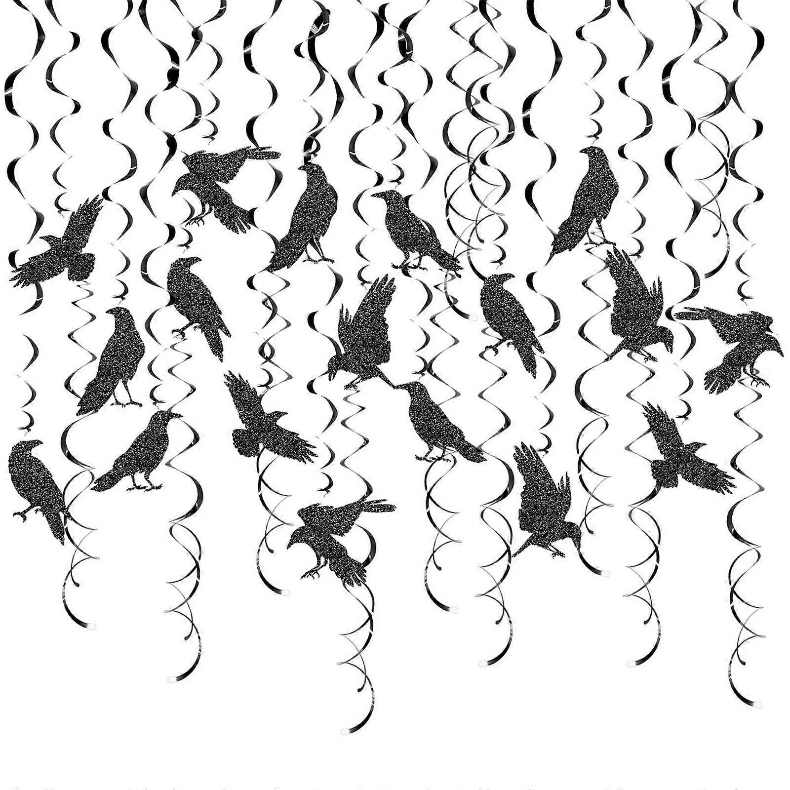 Halloween Ceiling Swirls Decorations Hauntingly Fun Halloween Swirls Stylish Black Crows Ornament for Ceiling Display Multicolor