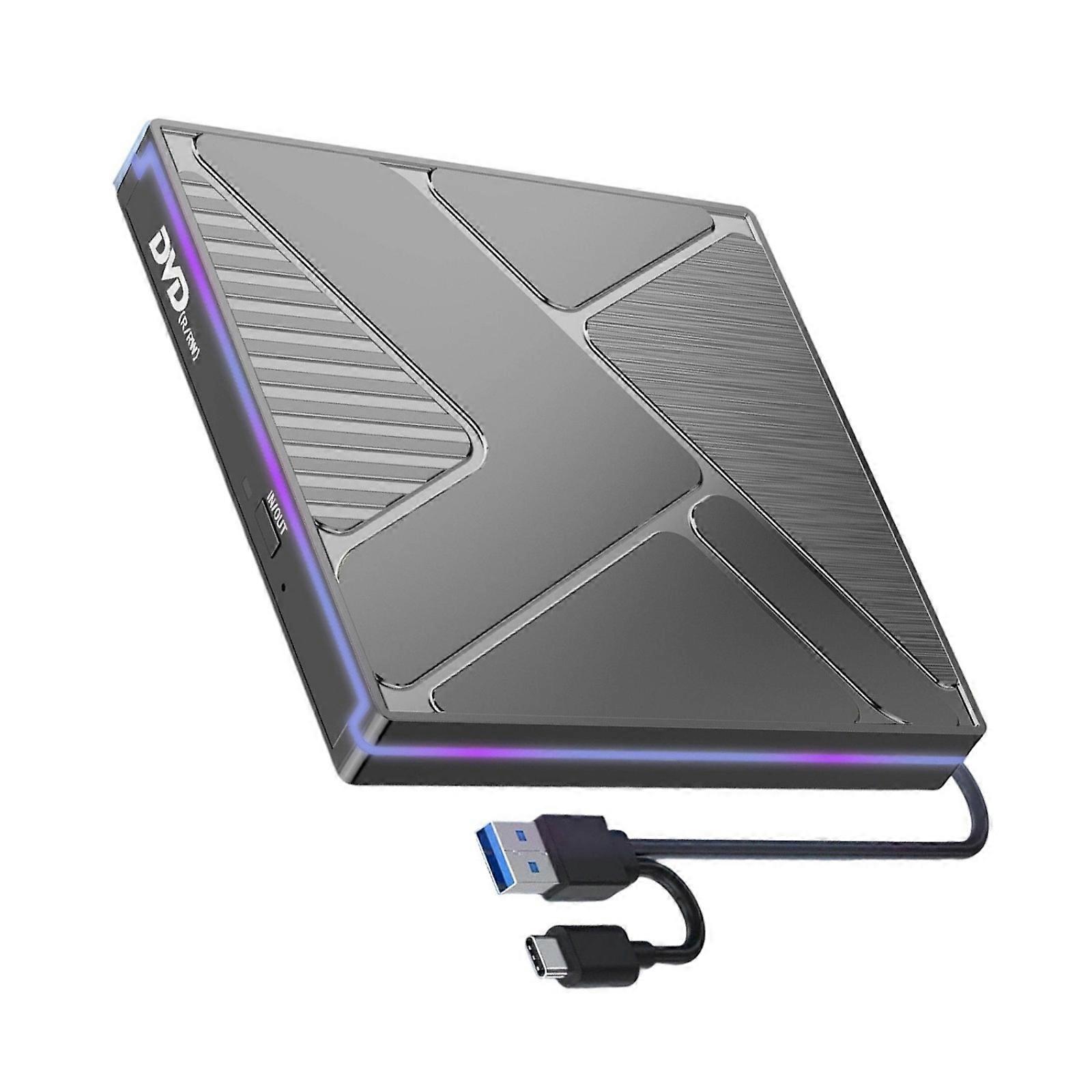 External Disc Drive USB3.0 Type C Disc Player Burning Reader Compatibles Laptop Desktop Multiple Systems Multicolor