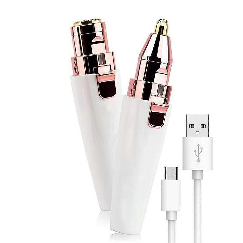 2 In 1 Electrical Eyebrow Trimmer USB Charging White