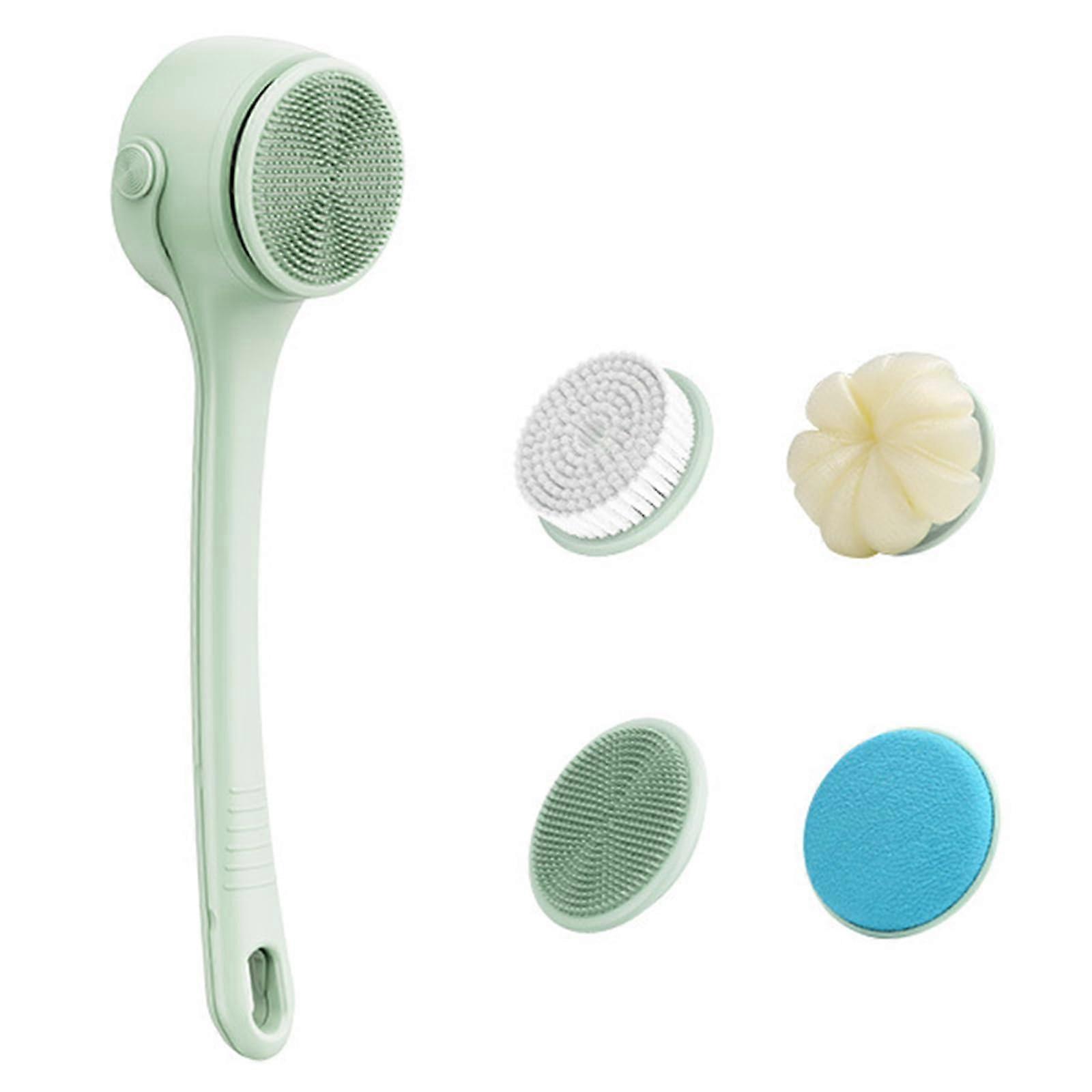 Body Shower Brush With Interchangeable Head Double Handle For Enhanced Shower Skin Cleansing