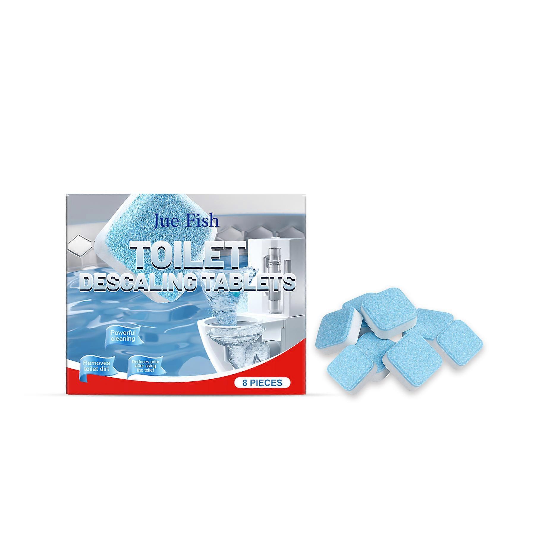 Toilet descaling tablets remove stains, degrease, freshen odors, and provide automatic cleaning effervescent tablets.