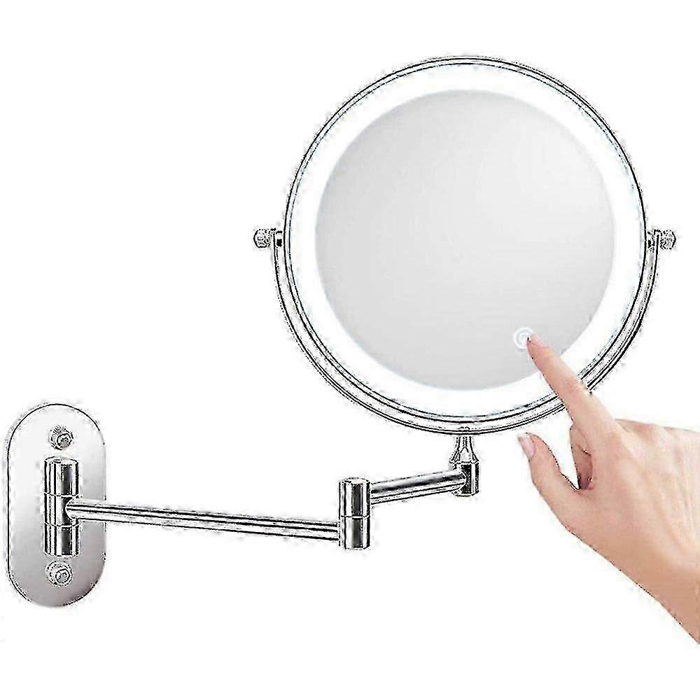 HJyang 8 Inch Wall Mounted Magnifying Mirror X10, Led Makeup Mirrors With 0.5h Auto Power Off Function TRX