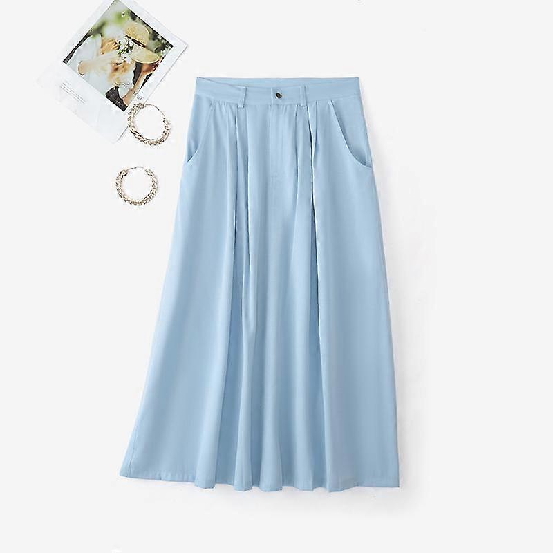 ZANZEA Womens Casual Solid Color Loose Midi Skirts