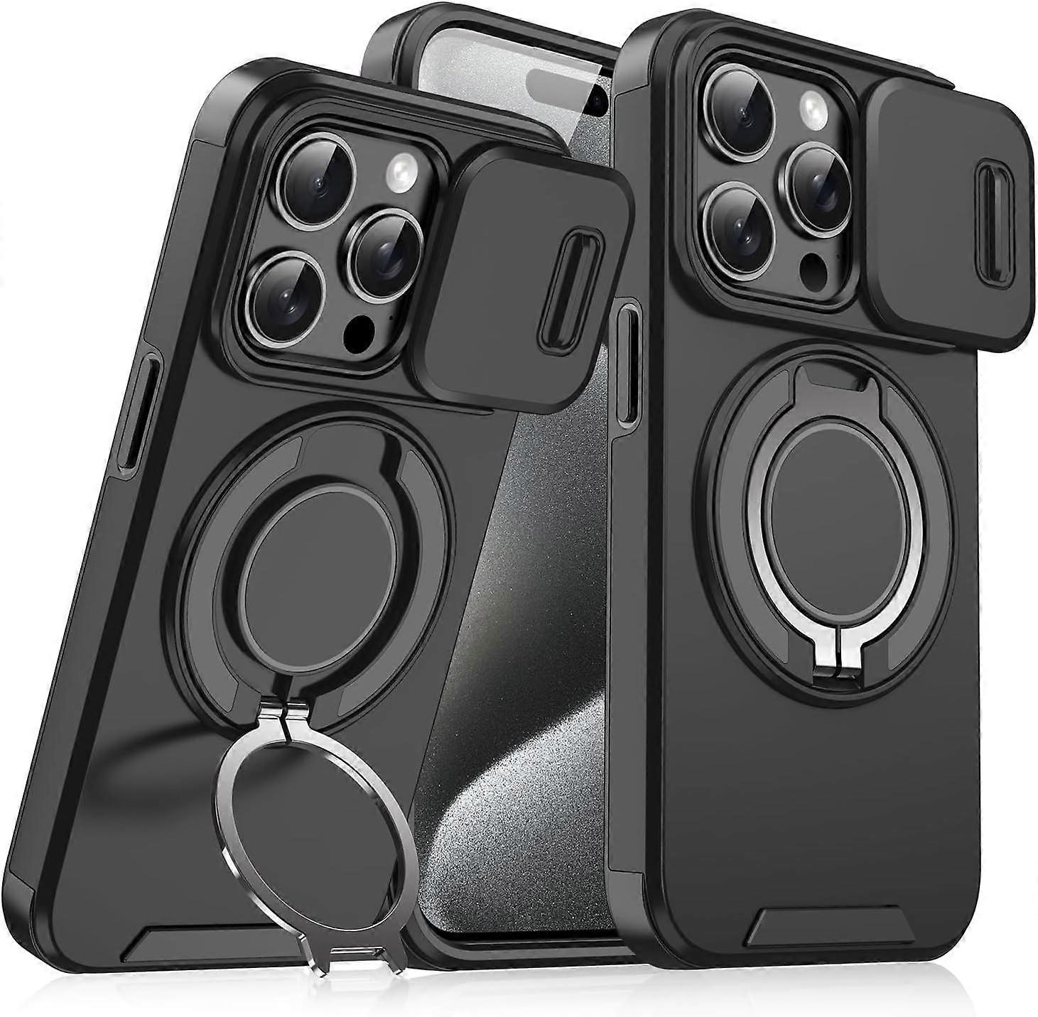 Anpurely Case with Slide Camera Cover, Magnetic Stand Phone Case for iPhone17/16