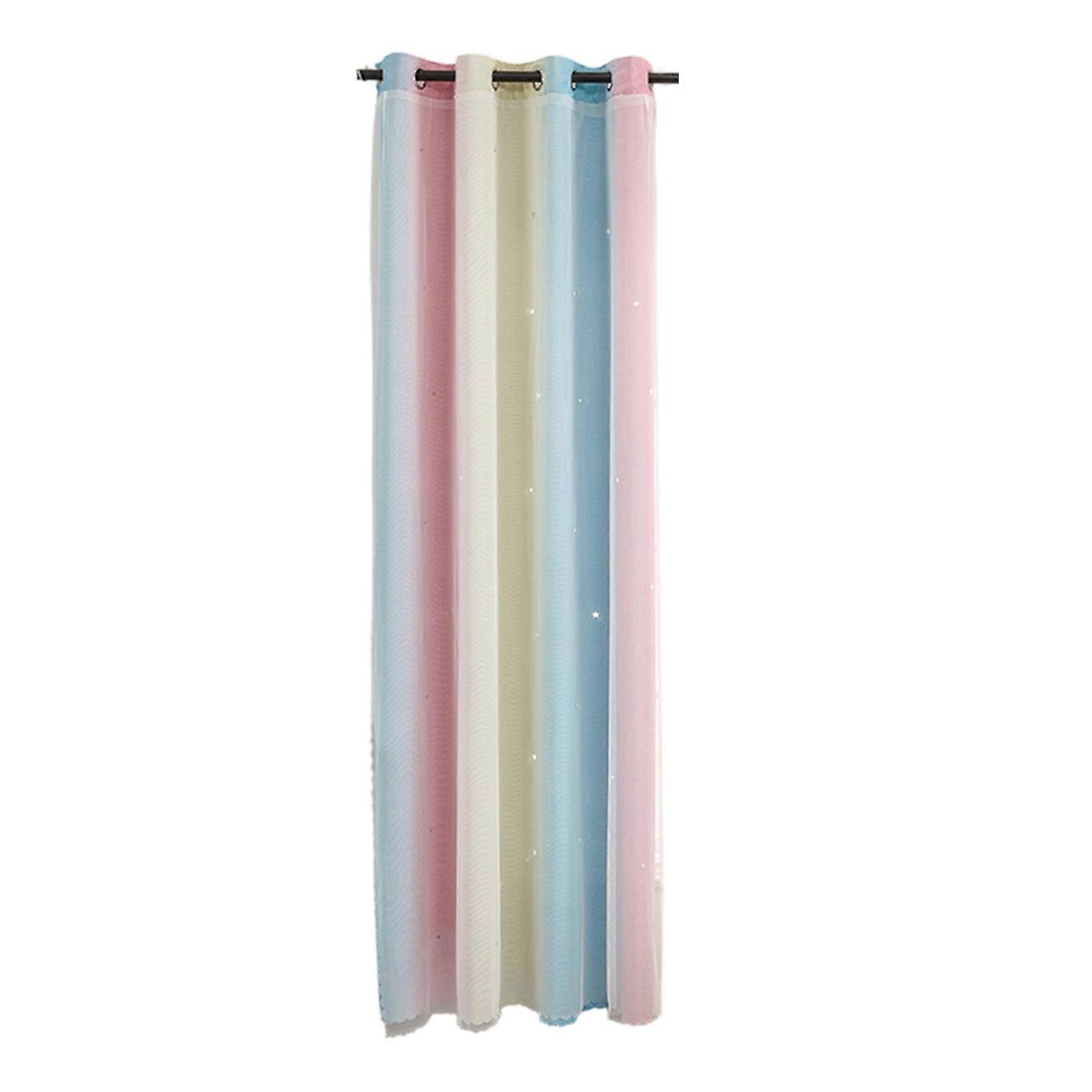 Fade Resistant Polyester Window Curtains Rainbow Ombres Effect Double Layers for Bedroom Nursery Living Space  100x200