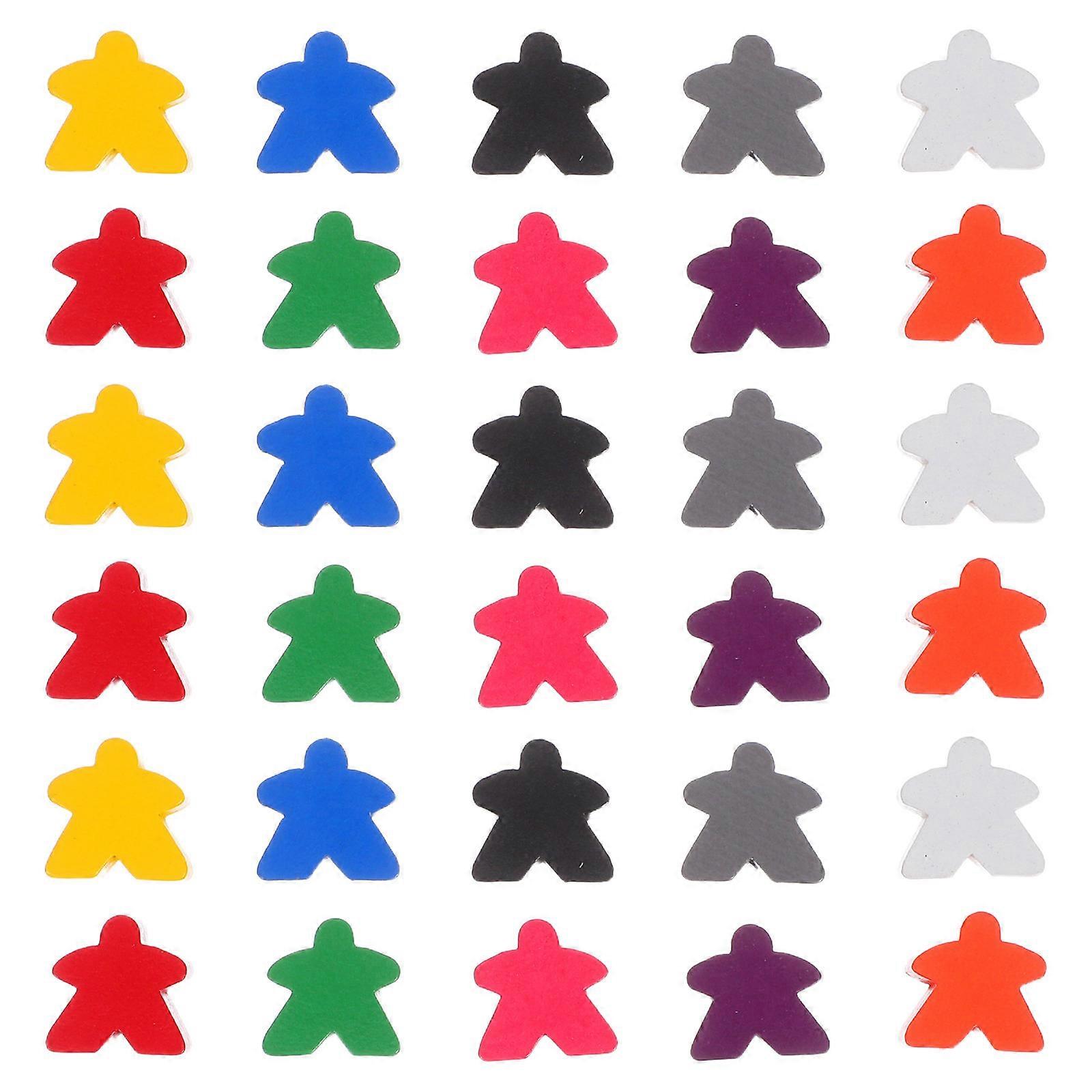 Wooden Meeples Game Pieces for Playing 100Pcs Colored Board Tokens
