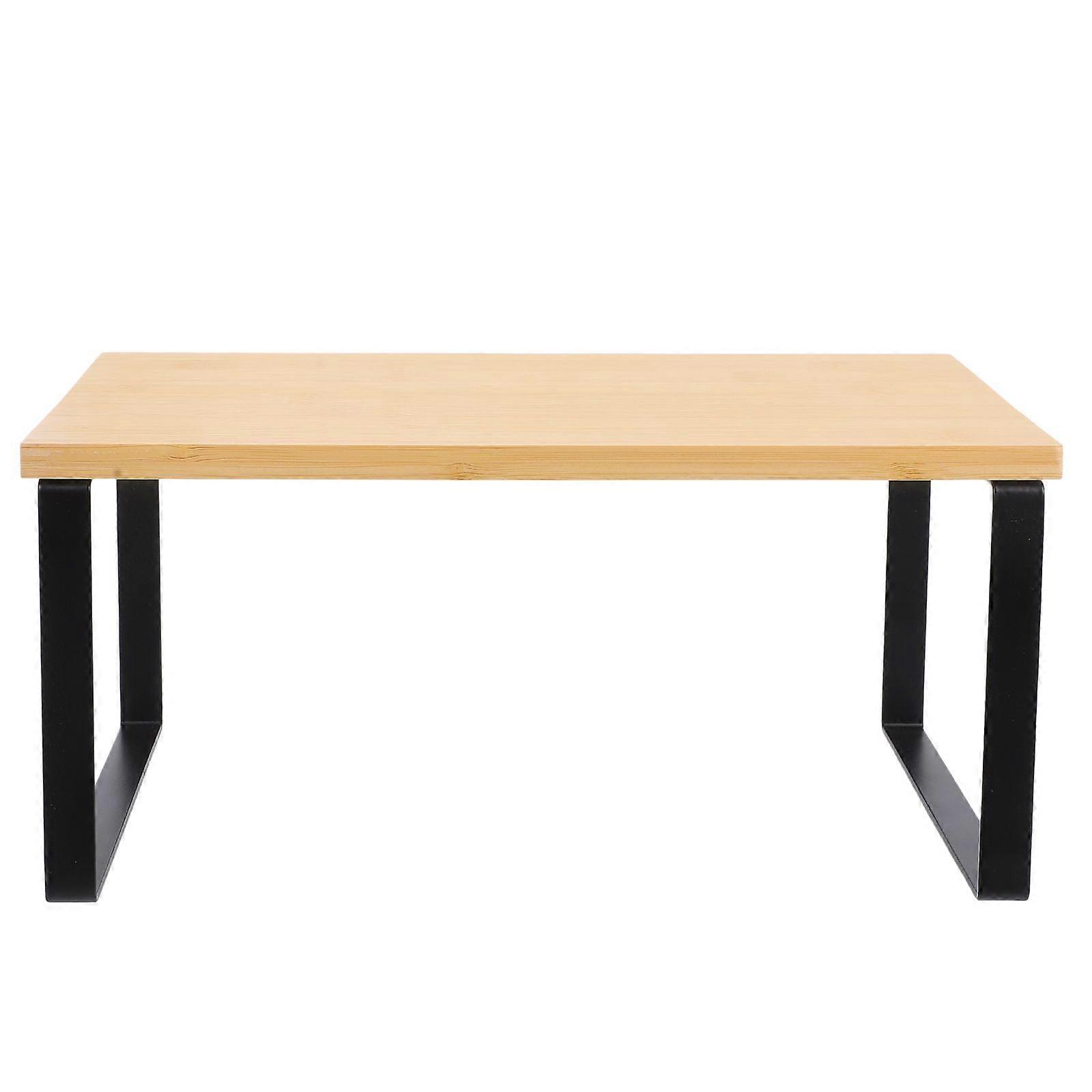 Kitchen Storage Shelf Metal Frame Wood Shelf For Countertop Spice Storage Shelf