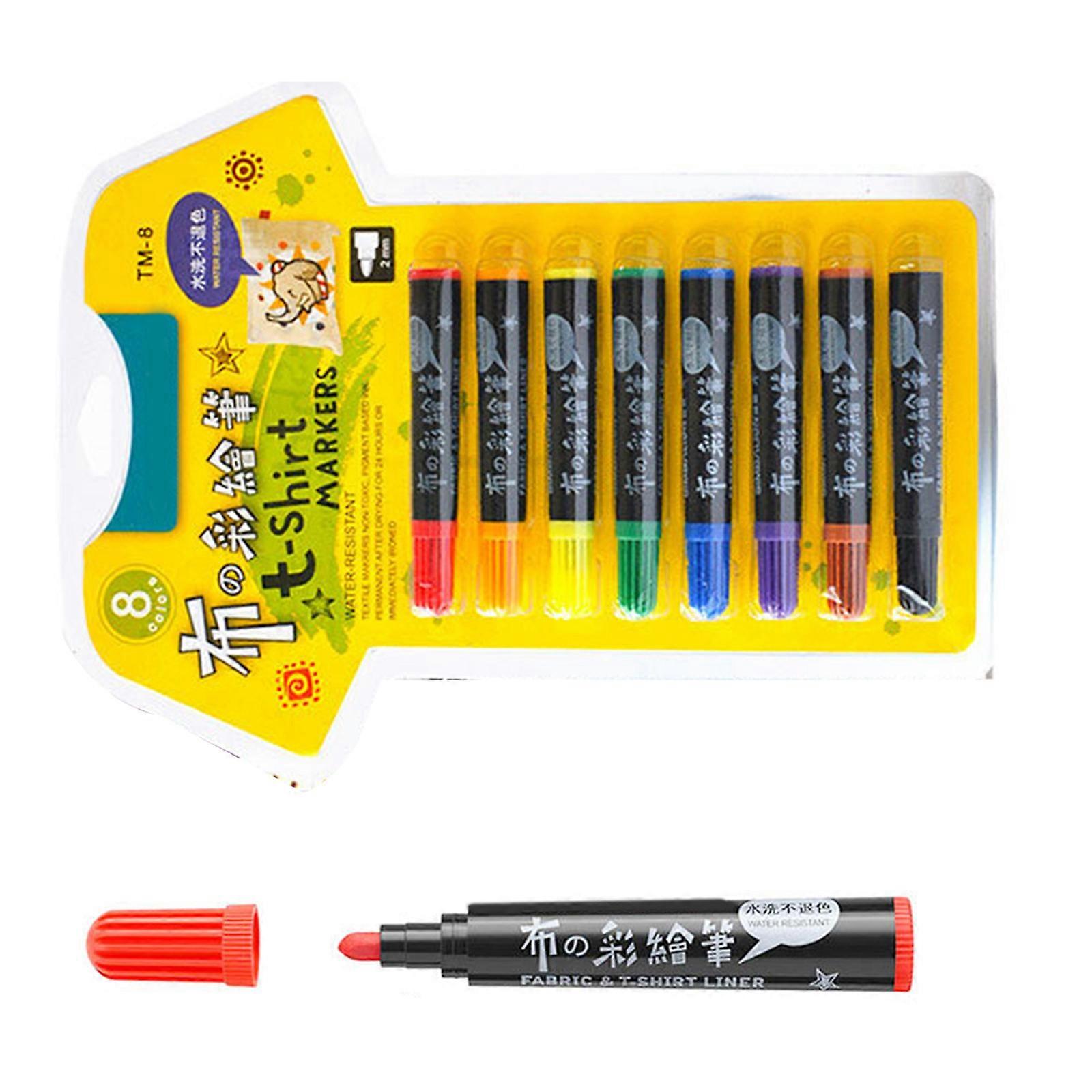 Double-Ended Fabric Marker 6 Color 8 Color 12 Color, Waterproof Fabric Paint Pen for Clothing and Art Project Multicolor