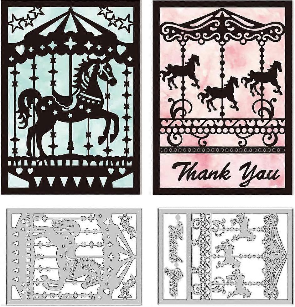 Carousel Frame Die Cuts for Card Making Carbon Steel Cutting Dies Stencils Scrapbooking Merry-Go-Round Frame Embossing Template Dies for Birthday Part
