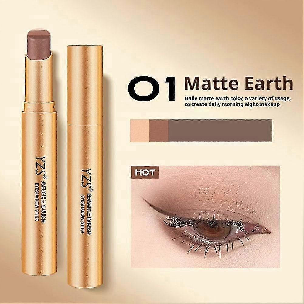 Tri-Color Creamy Eyeshadow Stick for Sensitive Skin Long Lasting Gradient Makeup Portable Twist Up Pen Design