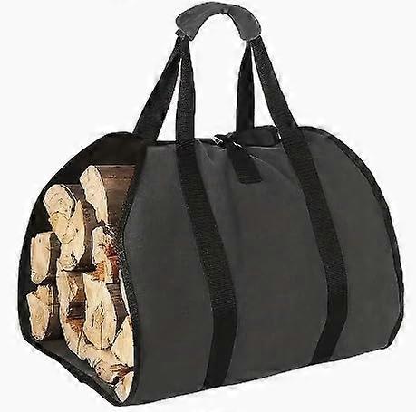 Heavy Duty Canvas Firewood Carrier with Large Capacity and Ergonomic Handles, Black PX44090