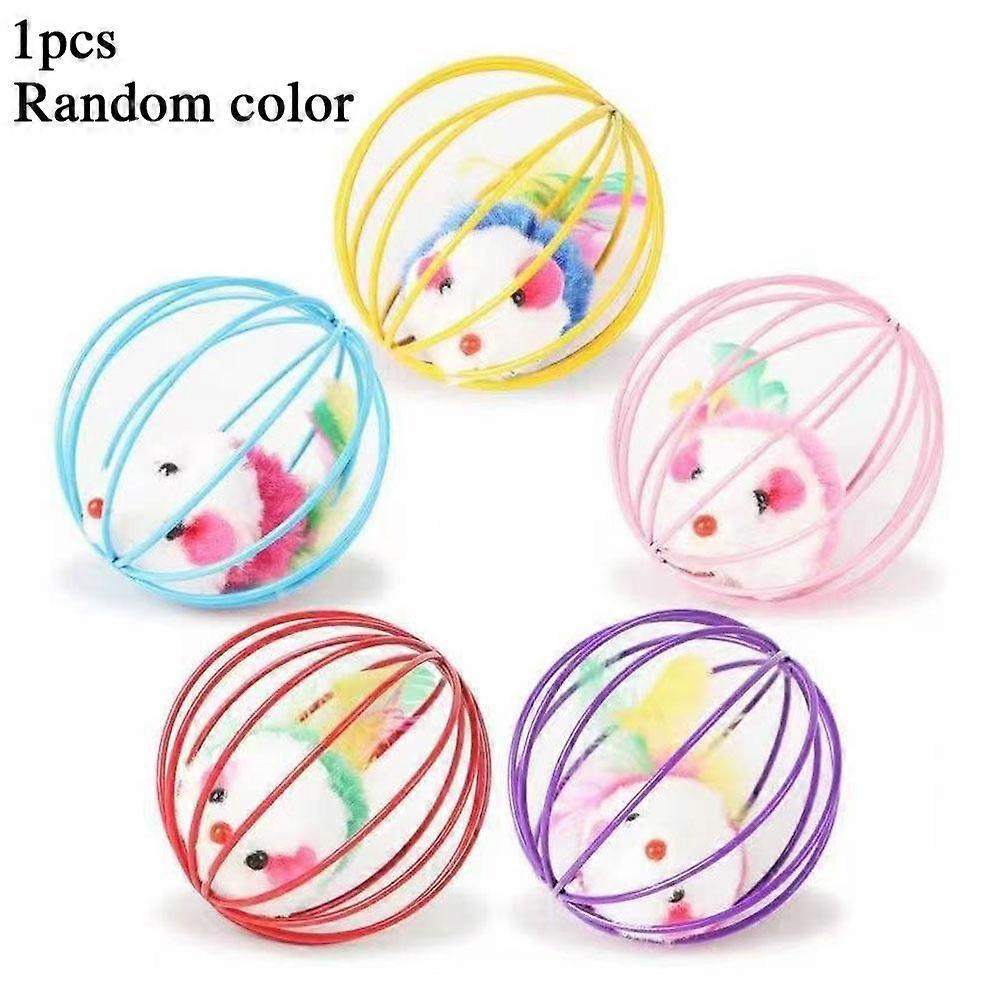 Interactive Cat Toy Ball with Colorful Mice, Jingle Bell Enrichment Toy for Indoor Cats, Funny Puzzle Play to Chase & Bat