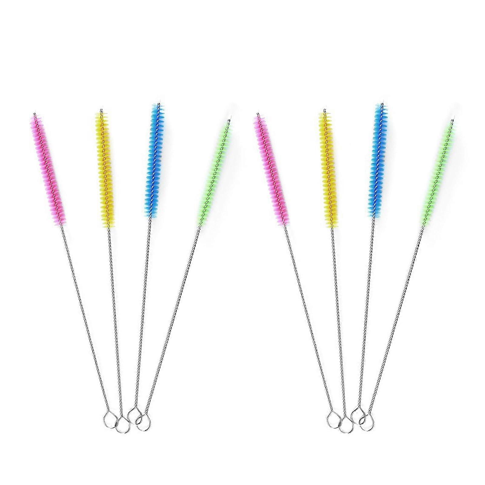 Straw Cleaning Brush Set 8 Pack with Long Reach Flexible Nylon Bristles for Deep Reusable Straw Cleaning