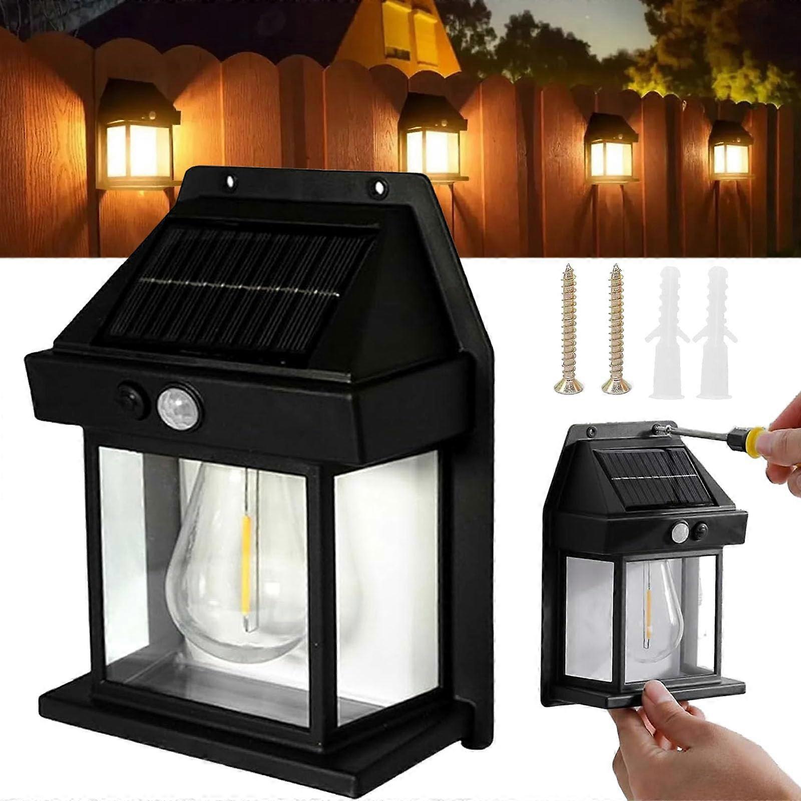 Solar Wall Light with Motion Sensor, Dusk to Dawn, 3 Modes, IP65 Waterproof for Patio Garage Black
