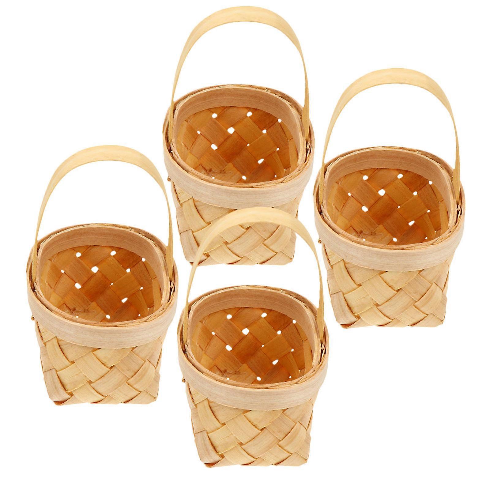 4pcs Simple Hand-woven Baskets Pretty Flower Baskets Practical Gift Baskets