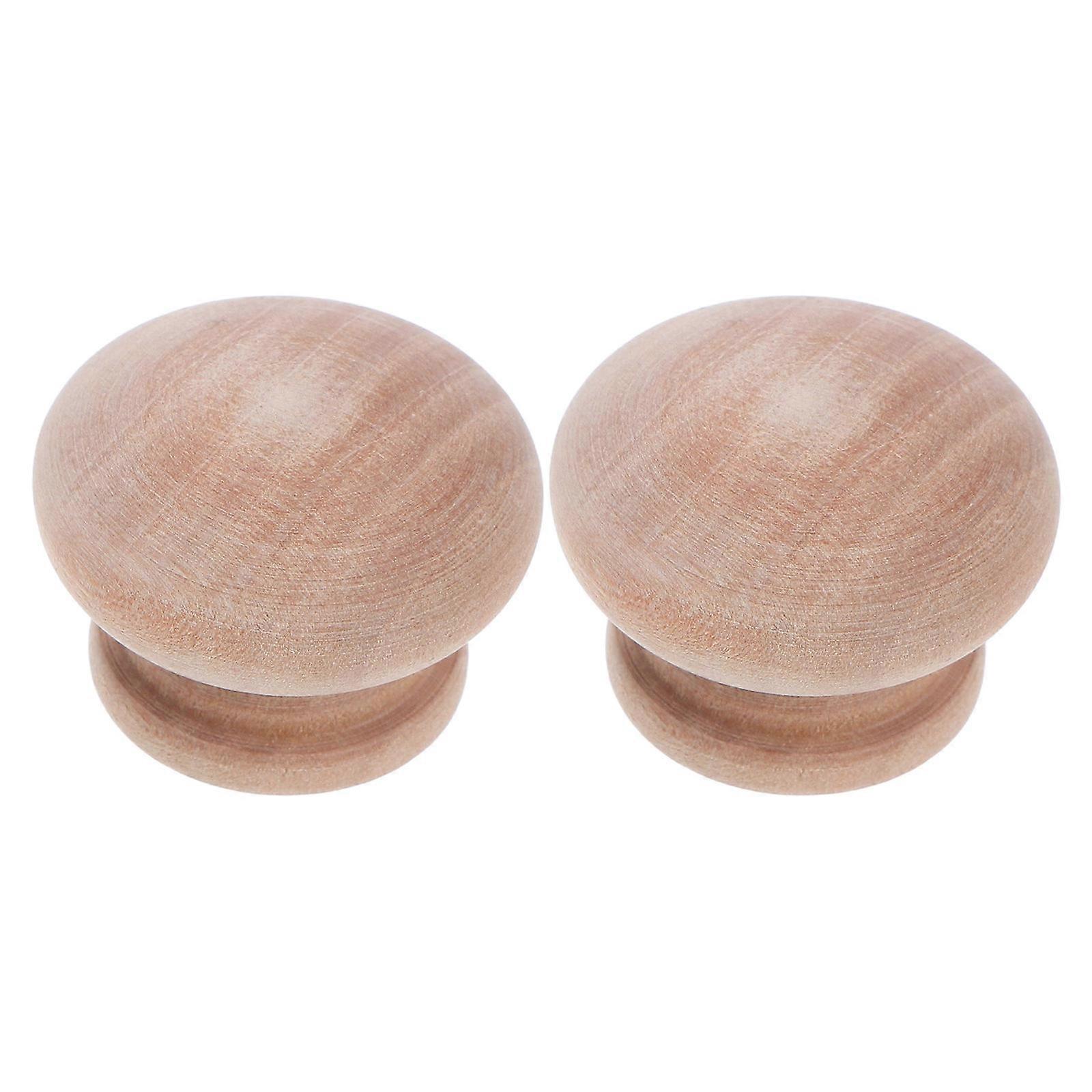 Original Wood Drawer Knobs with Mushroom Shape for 2Pcs Cabinet Pull Handles