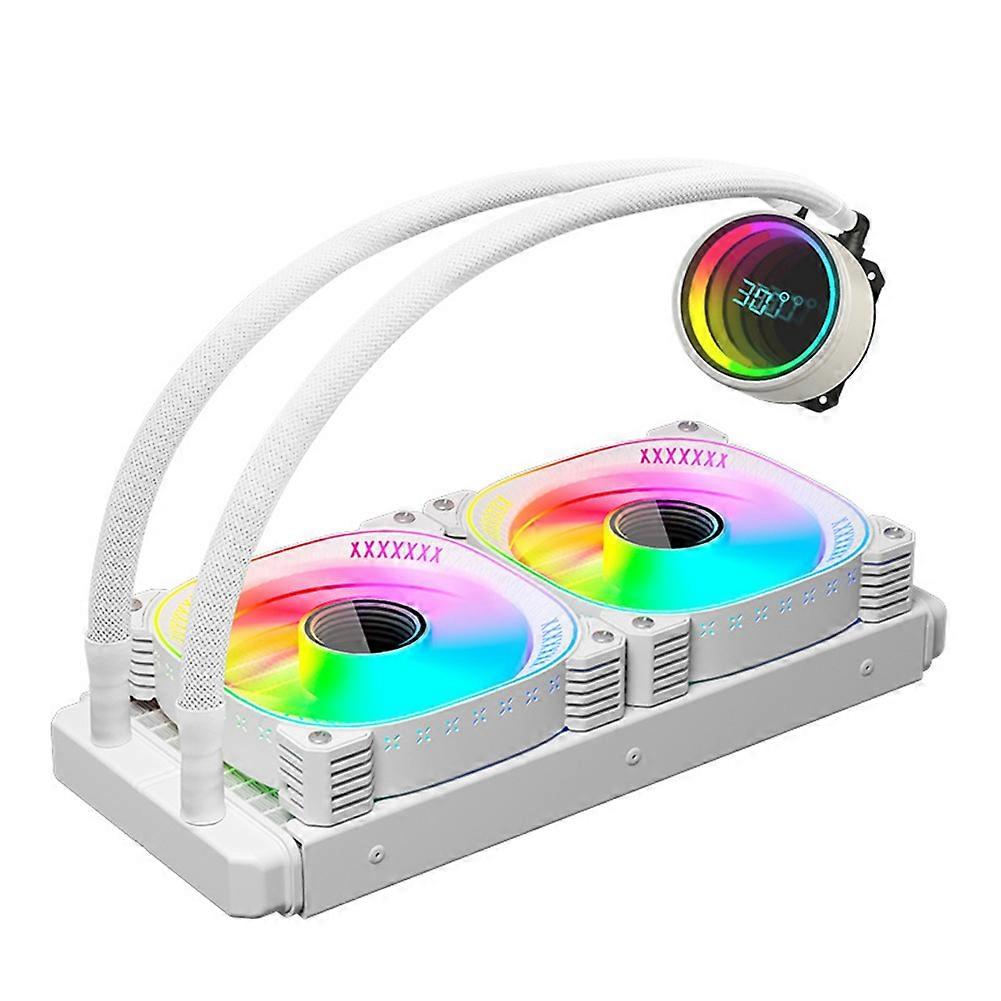 Radiateur de processeur numérique intégré refroidi par eau blanc et multicolore