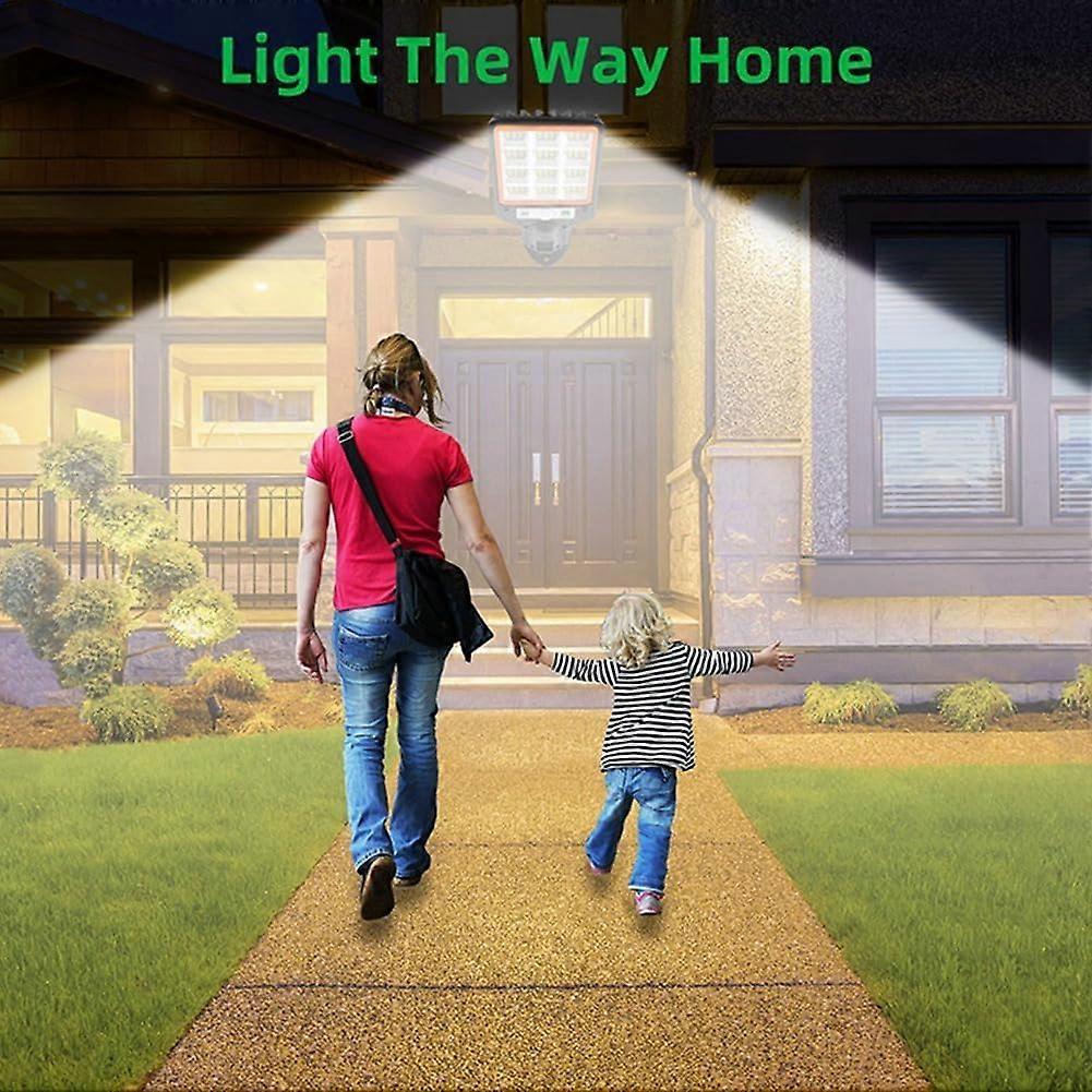 Solar Outdoor Lights Motion Sensor, Solar Powered, Three Modes, Remote Control, Wall Security Light, Easy Install