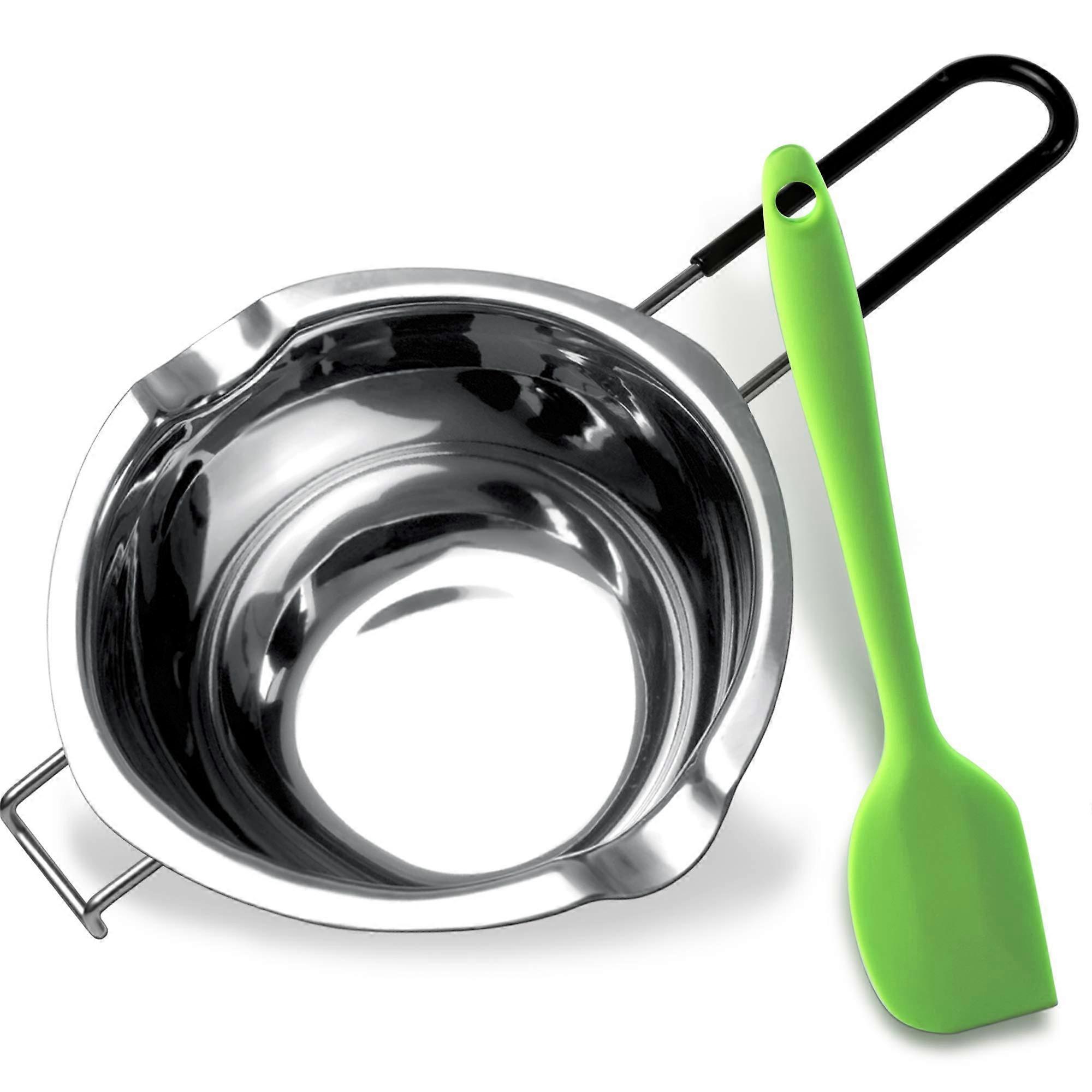 Stainless Steel Chocolate Melting Pot 600ml Double Boiler with Heat Resistant Handle and Spatula