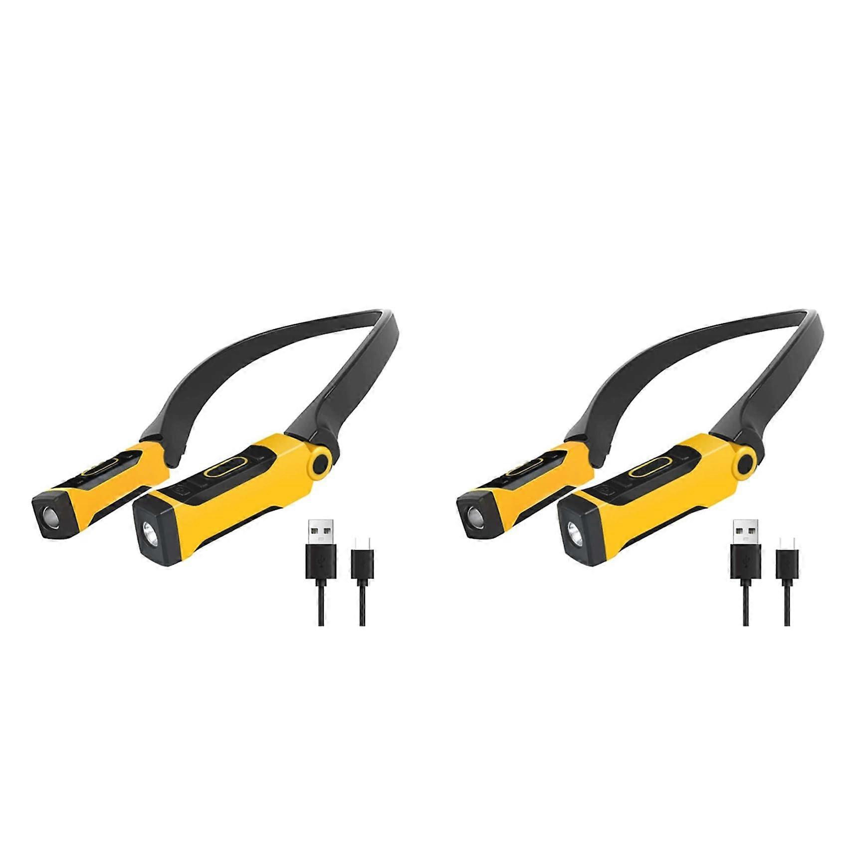 LED Neck Reading Light with Adjustable Brightness, Rechargeable USB, Bendable Arms for Camping and