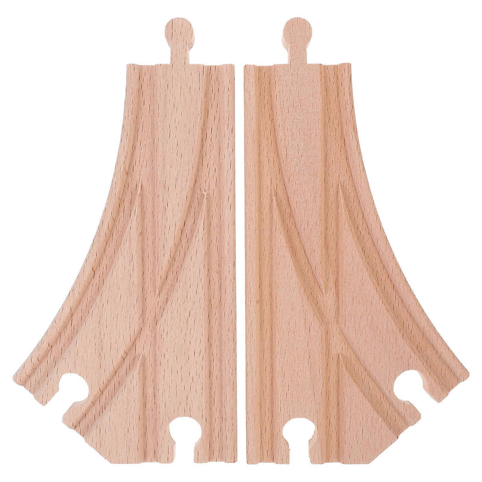 Wooden Train Track Accessories for Multi-Directional Switch Tracks 2Pcs Expandable Set