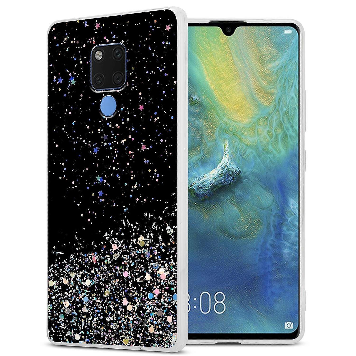 Huawei MATE 20 Protective Case TPU - Transparent with Glitter