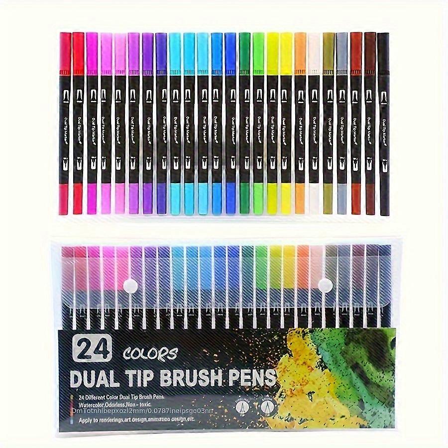 Dual Tip Brush Markers, 24/48 Colors Art Marker Set, Fine Tip and Brush Tip Available,Drawing Art Supplies Kit