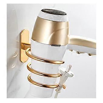 2X Väggmonterad Hårtorkhållare Spiral Hårvårdsverktyg Hängande Rack Organizer för Föntork Förvaringsorganisatör Guld
