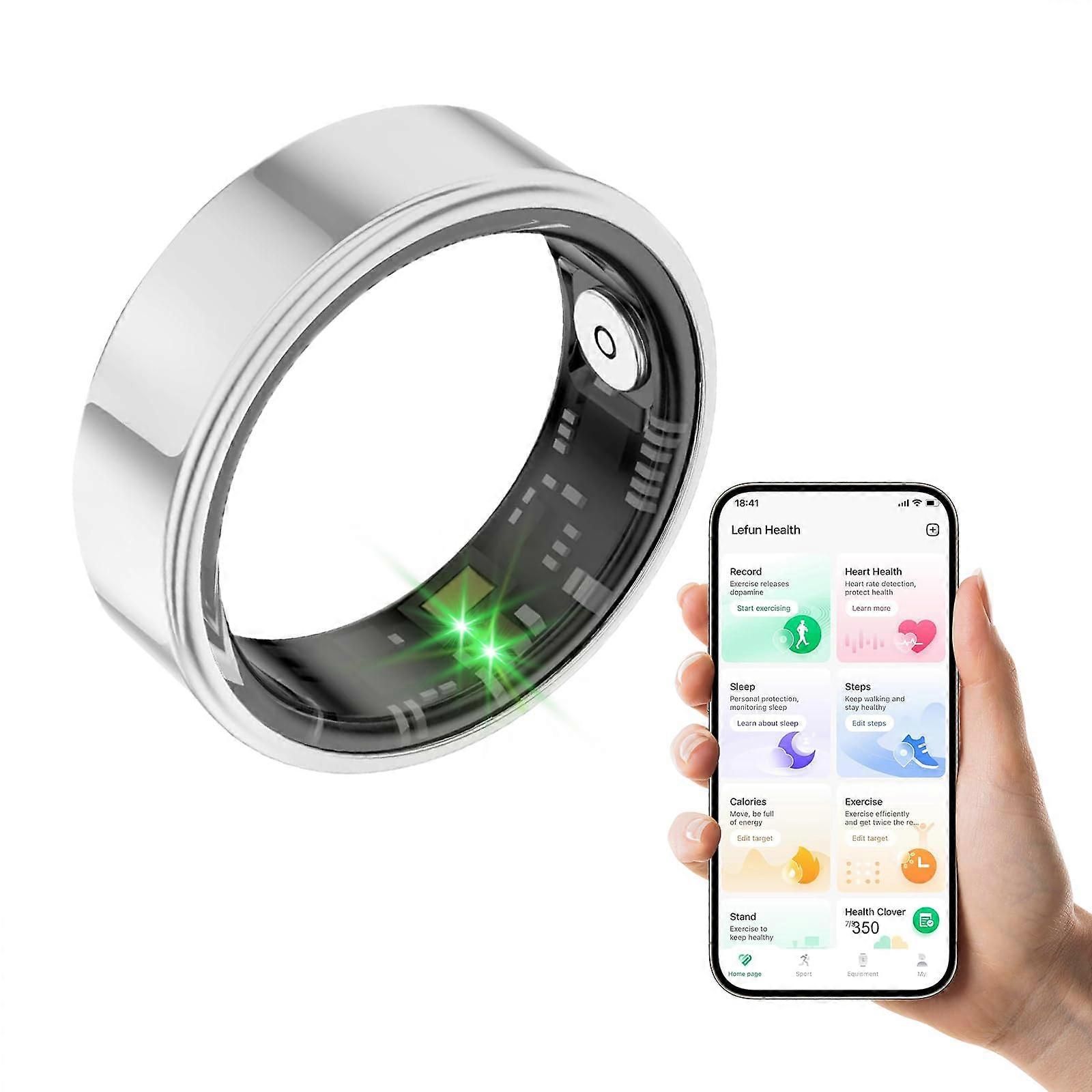 Smart Ring Health Tracker with 24/7 Monitoring, Sleep Analysis, IP68 Waterproof Titanium, Silver #8