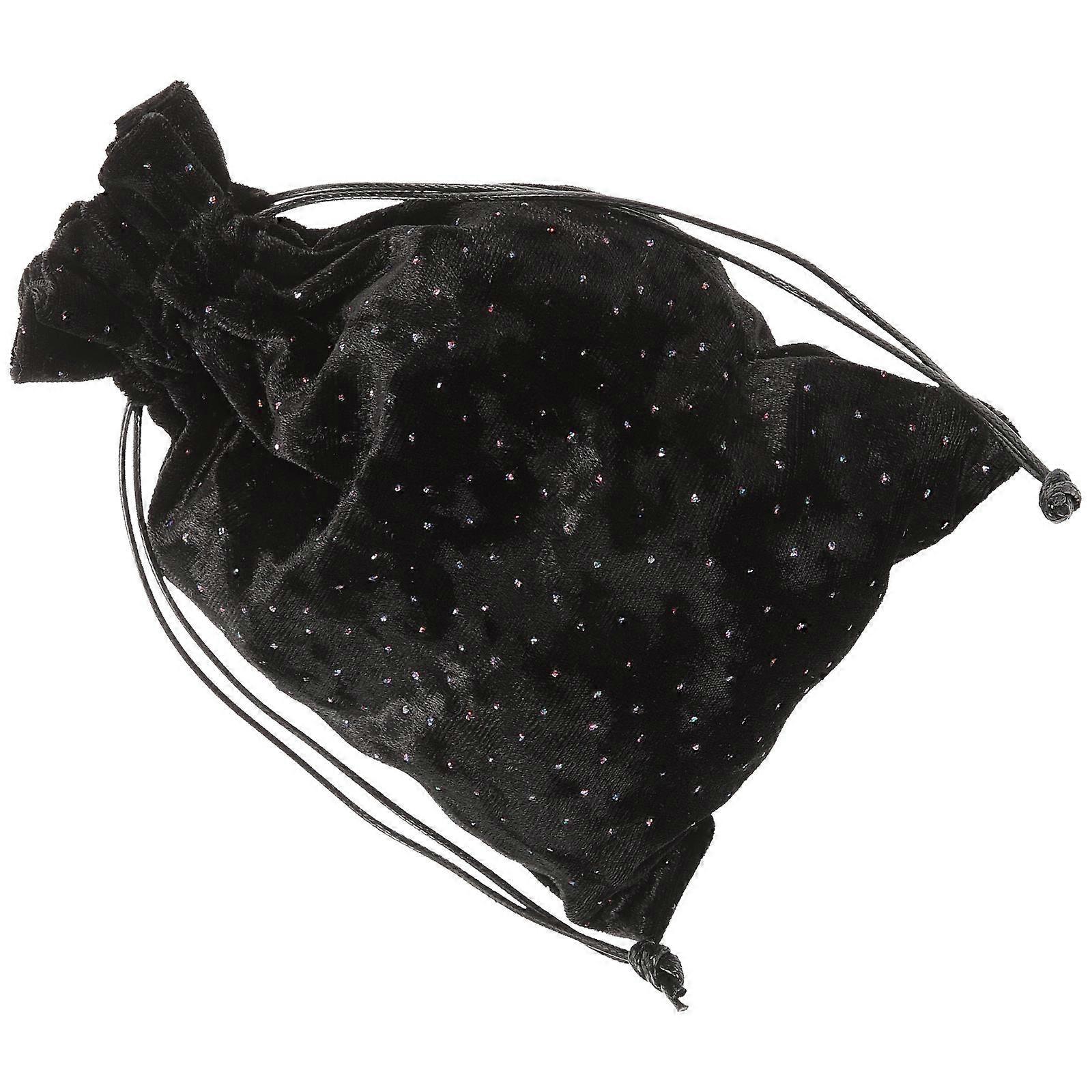 Pearl Velvet Tarot Bag for Small Item Storage 5Pcs Black Drawstring Pack