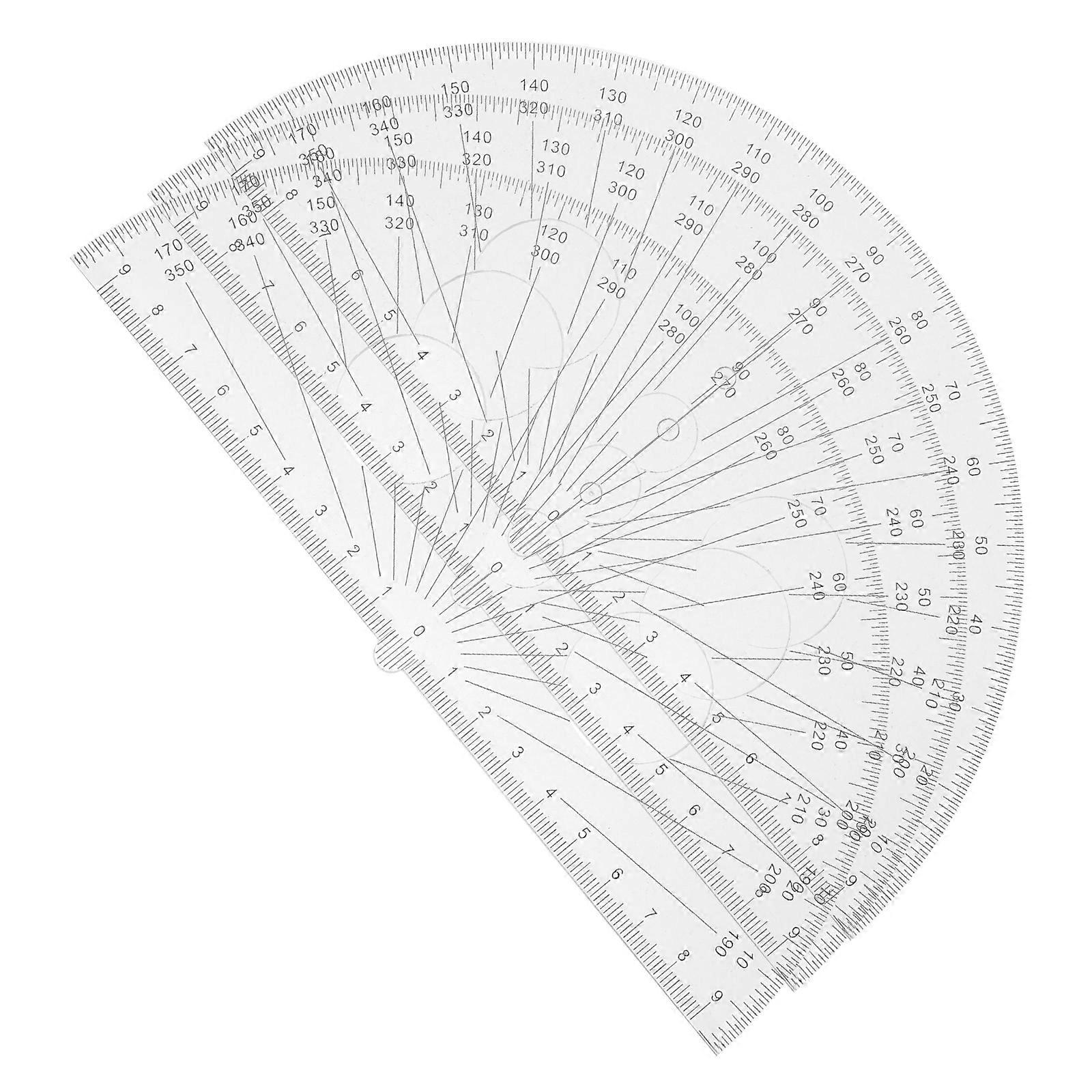 Transparent Plastic Protractor Tool Ruler for Measuring Use 3Pcs Set