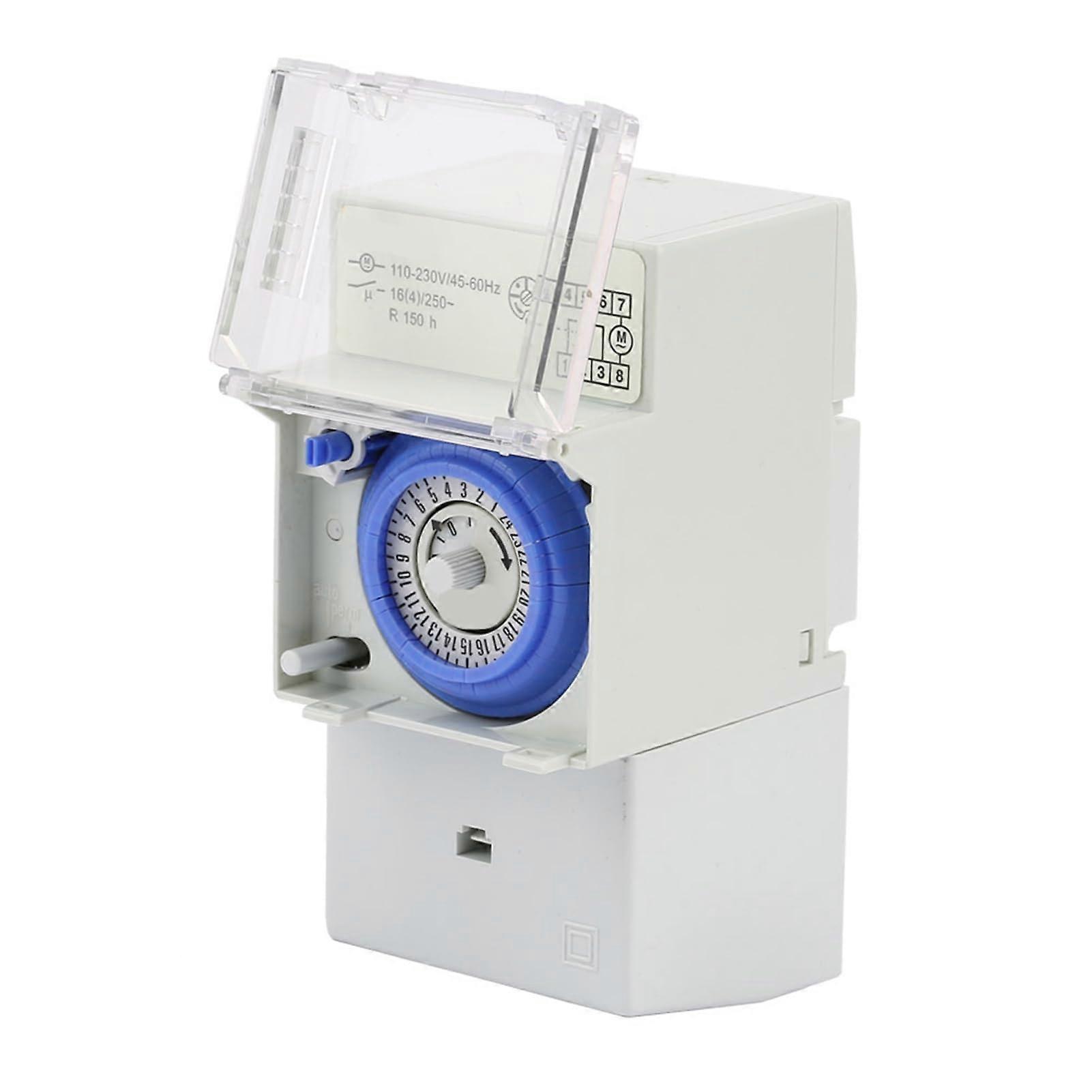 DIN Rail Timer Switch AC110230V 24 Hour Mechanical Programmable for Appliances Energy Saving Ref:8422