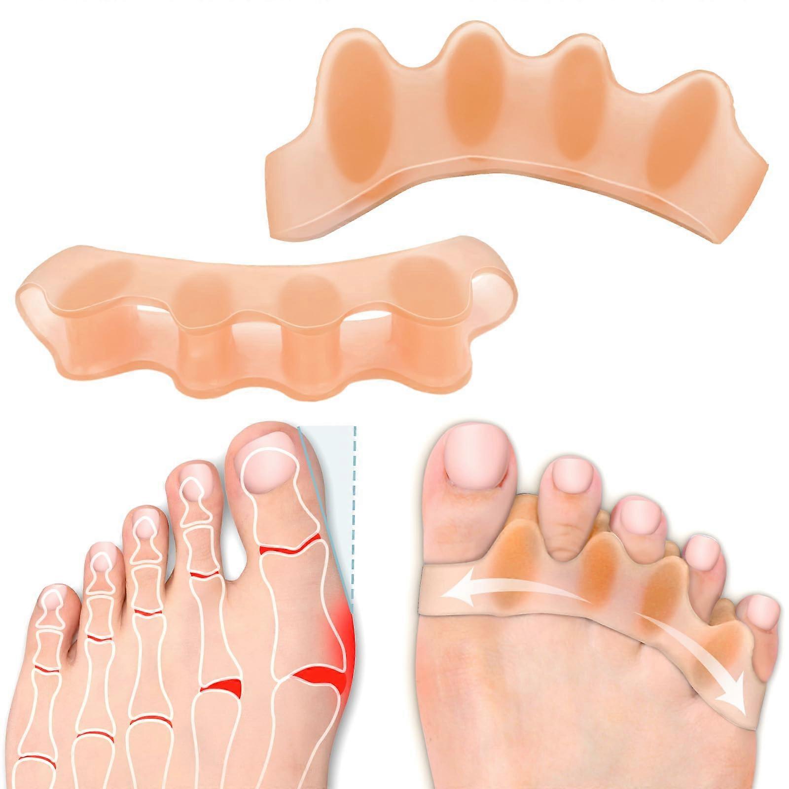Toe Separators for Bunions and Overlapping Toes, Gel Toe Spacers for Foot Alignment, 2PCS Beige
