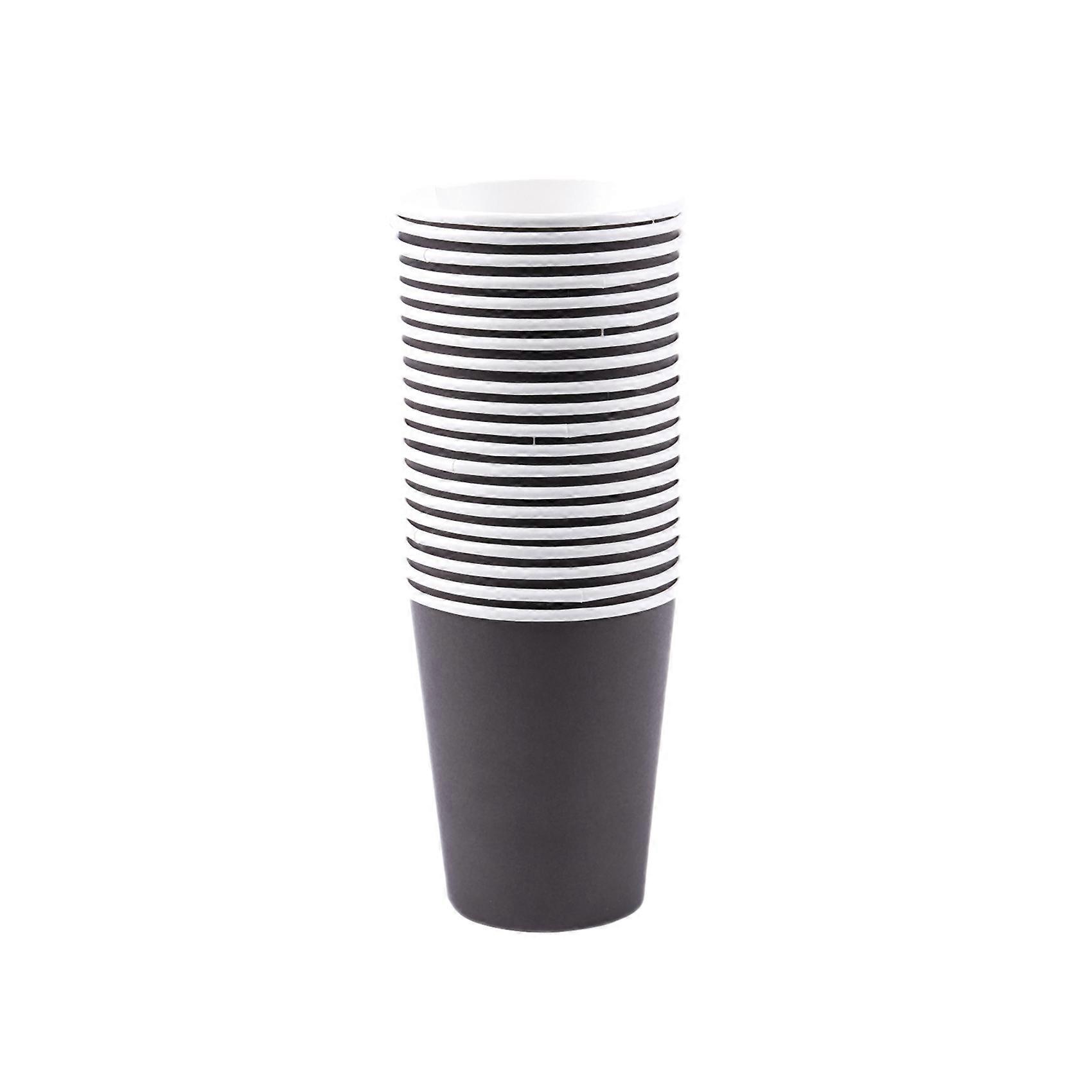 100 Paper Cups (9oz) - Plain Solid Colours Birthday Party Tableware Catering(Black)