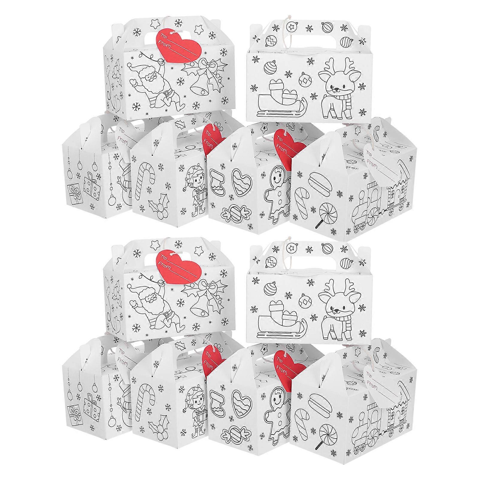 Snowman Stocking Boxes Multi Color Cardboard Treat Container Rectangular Style 12Pcs