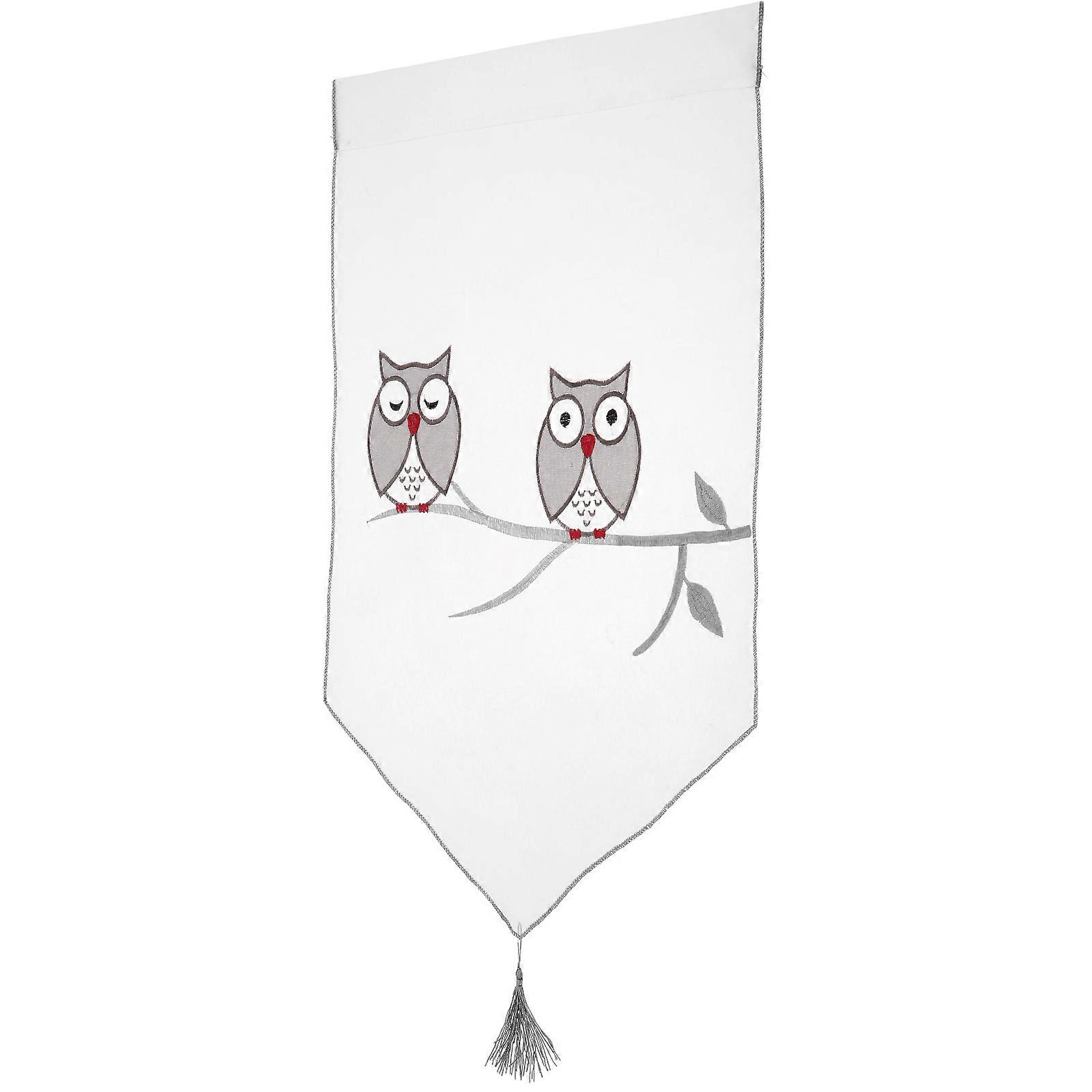 Home Decor Triangle Drape Owl Embroidered Curtain for Indoor Use Multi-Colored 40x60cm Polyester Window Dressing 1Set