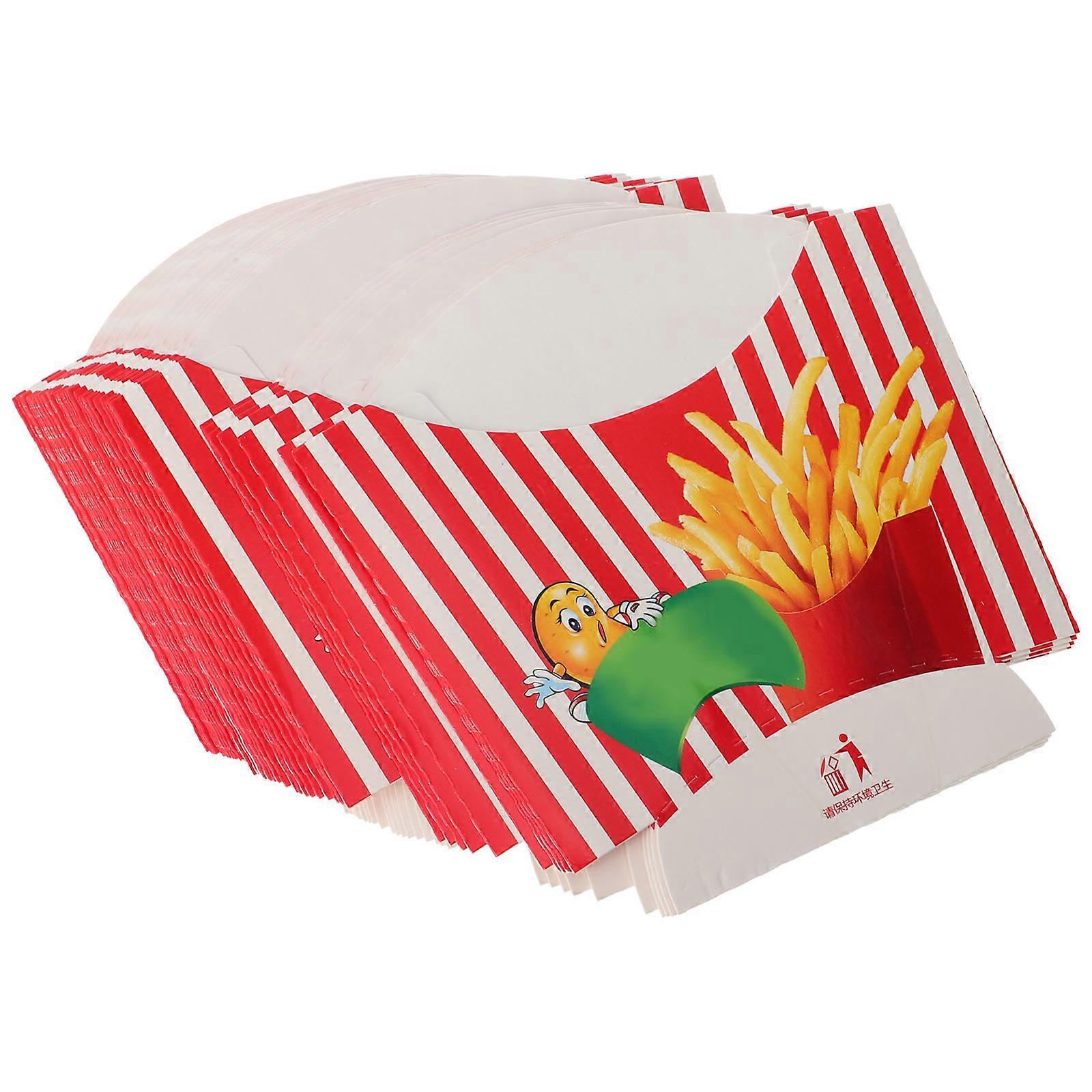 Hamburger Paper Box Paper Chips Box Disposable Packaging Red 100Pcs
