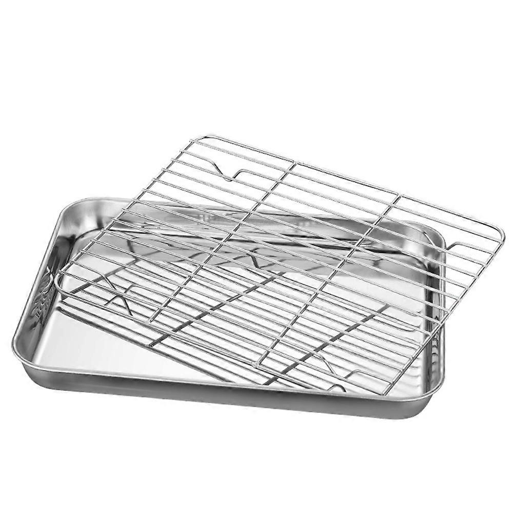 Rustproof Stainless Steel Square Plate for Barbecue Plate 1Pcs Silver