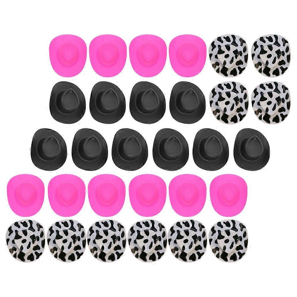 Tiny Plastic Mini Cowboy Hat for Playing 30Pcs Mini Cowboy Hats