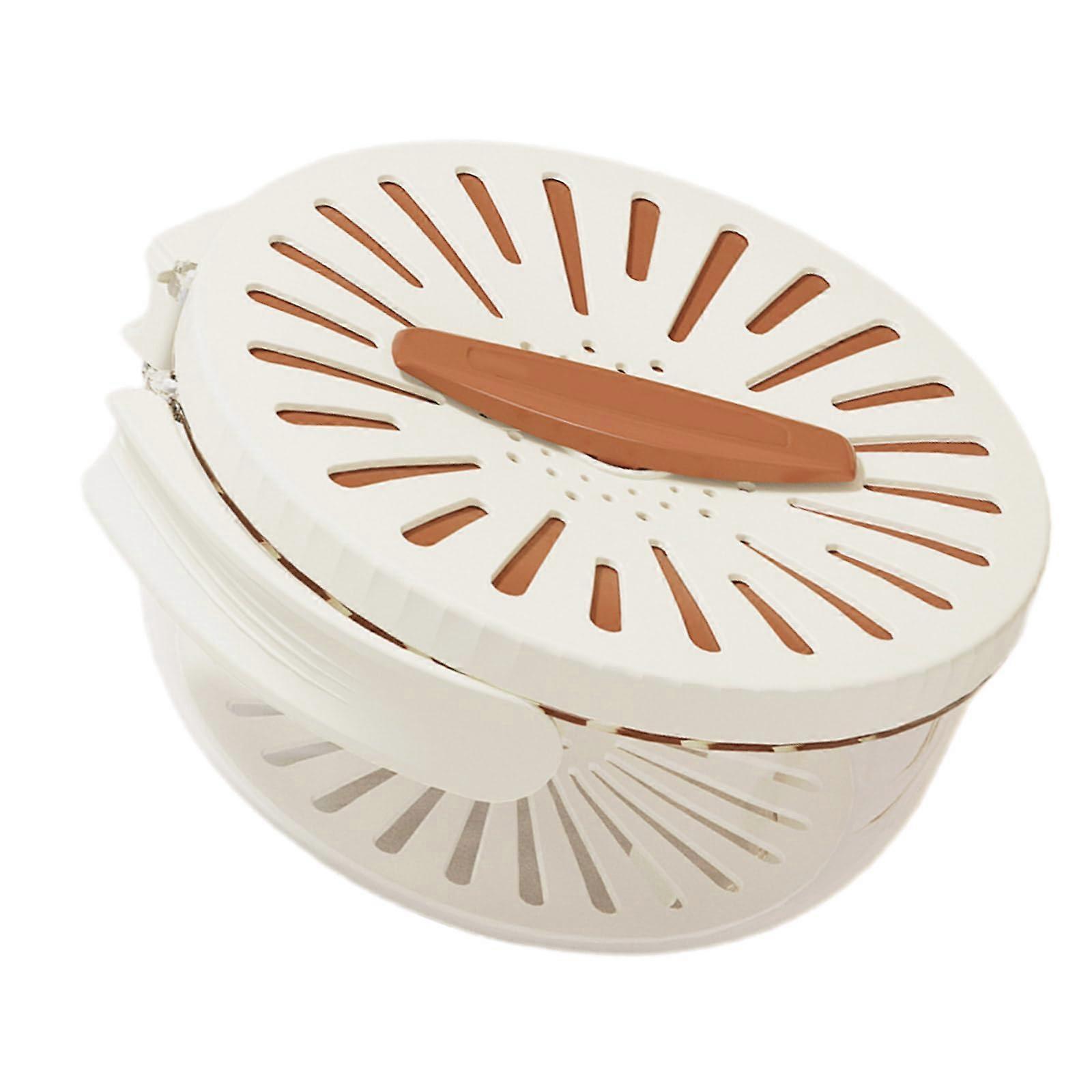 Salad Spinner with Lid, Double Layer Vegetable Fruit Strainer, Fast Drain, Foldable Handle, Brown