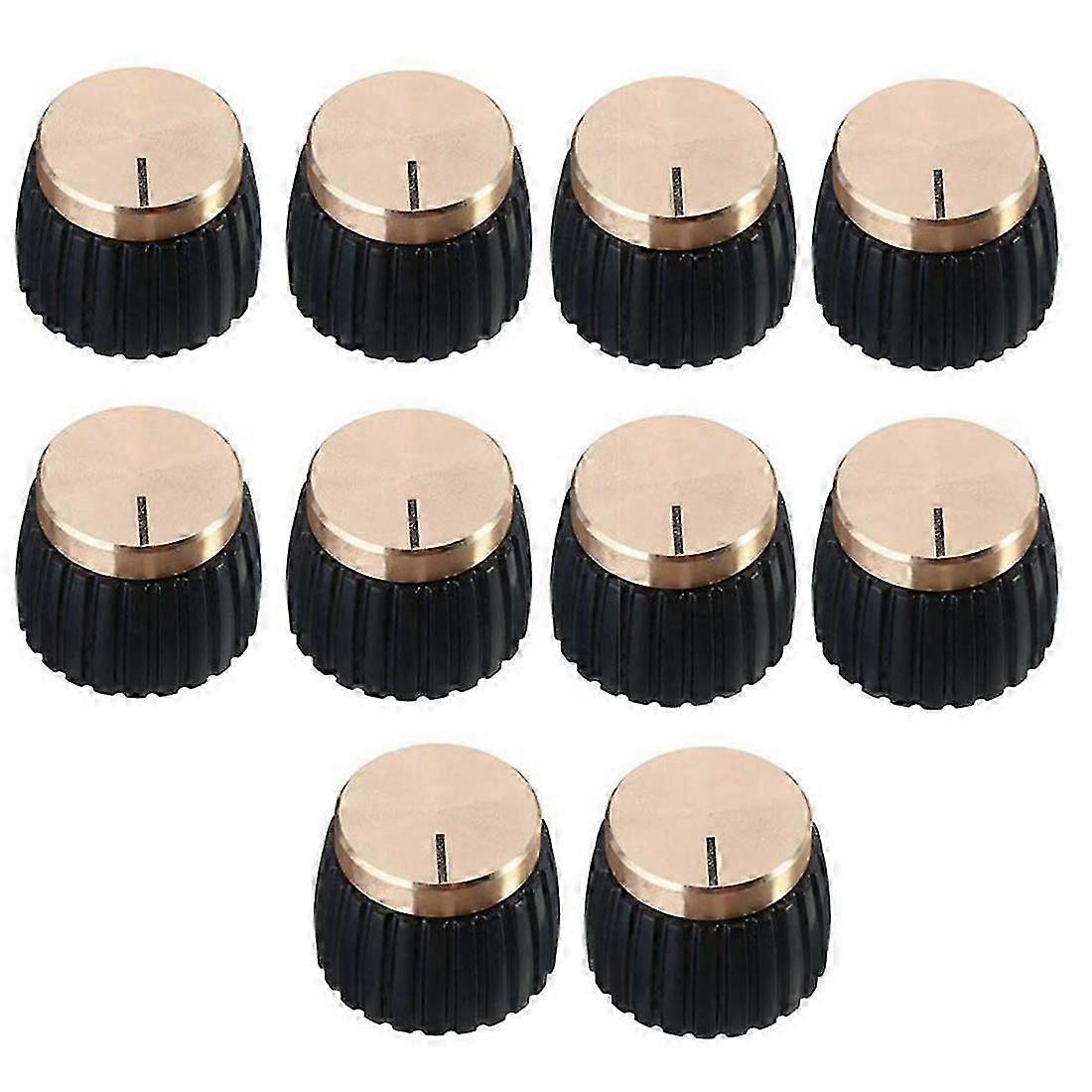 2025 10Pcs Guitar AMP Knobs Push-on Black+Gold Cap for Marshall Amplifier